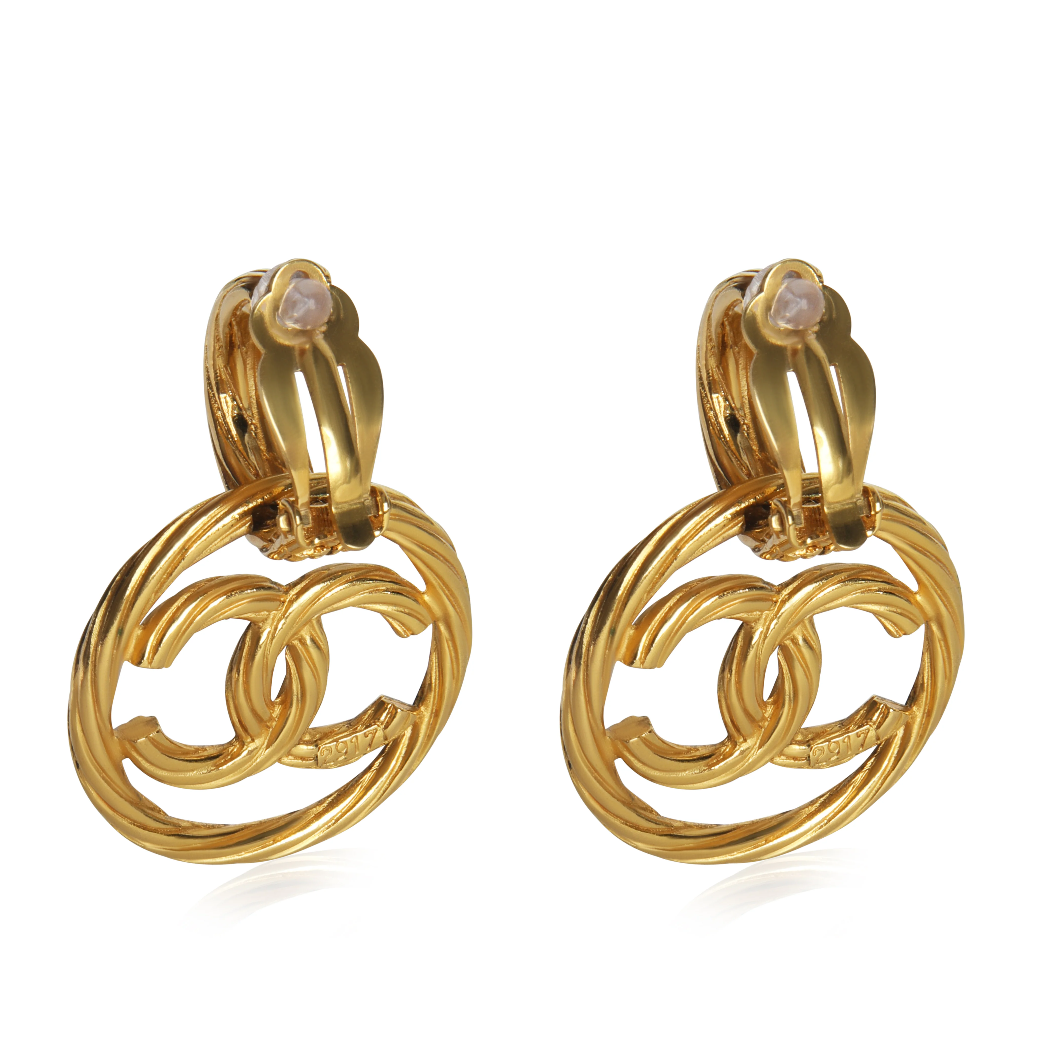 Gold-Plated  Vintage 1993 CC Drop Earrings - Image 3