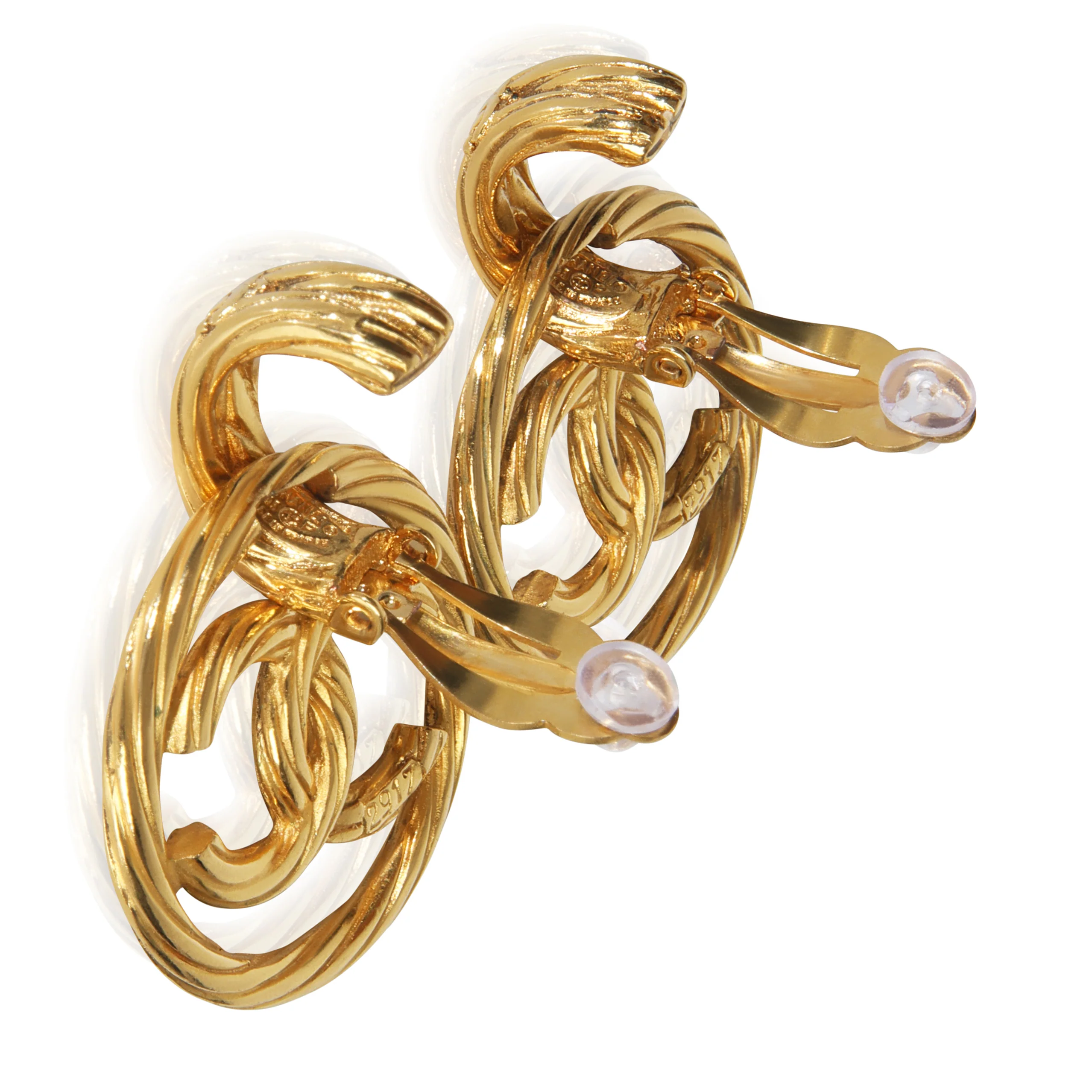 Gold-Plated  Vintage 1993 CC Drop Earrings - Image 4