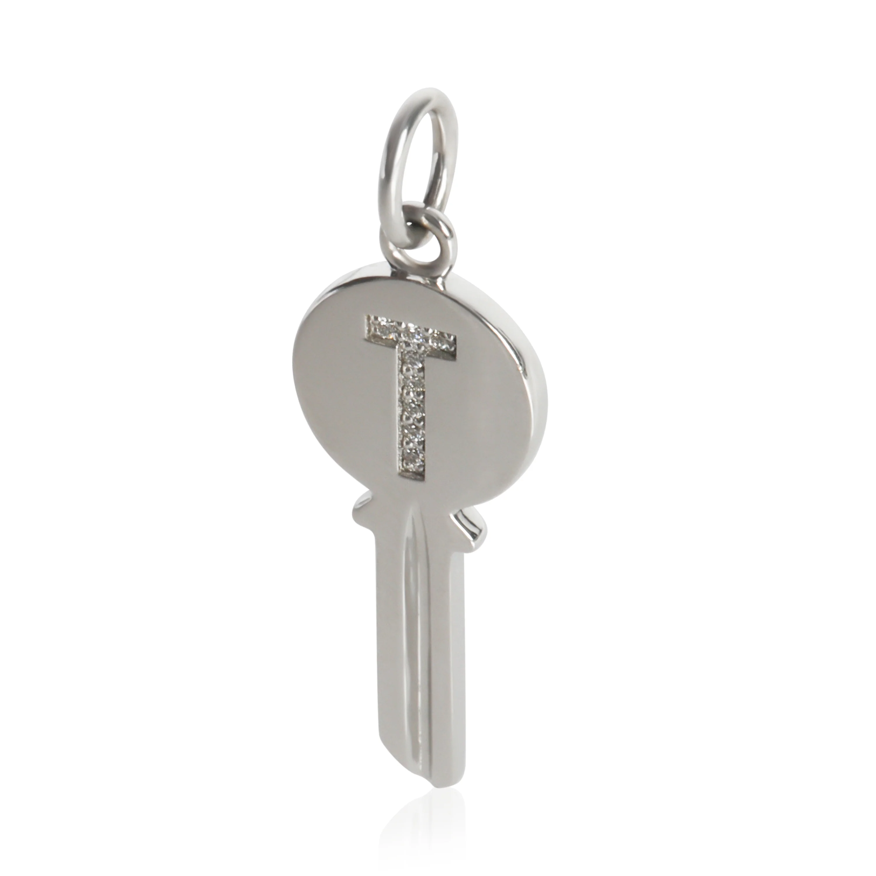 White Gold Diamond Mini Key Charm