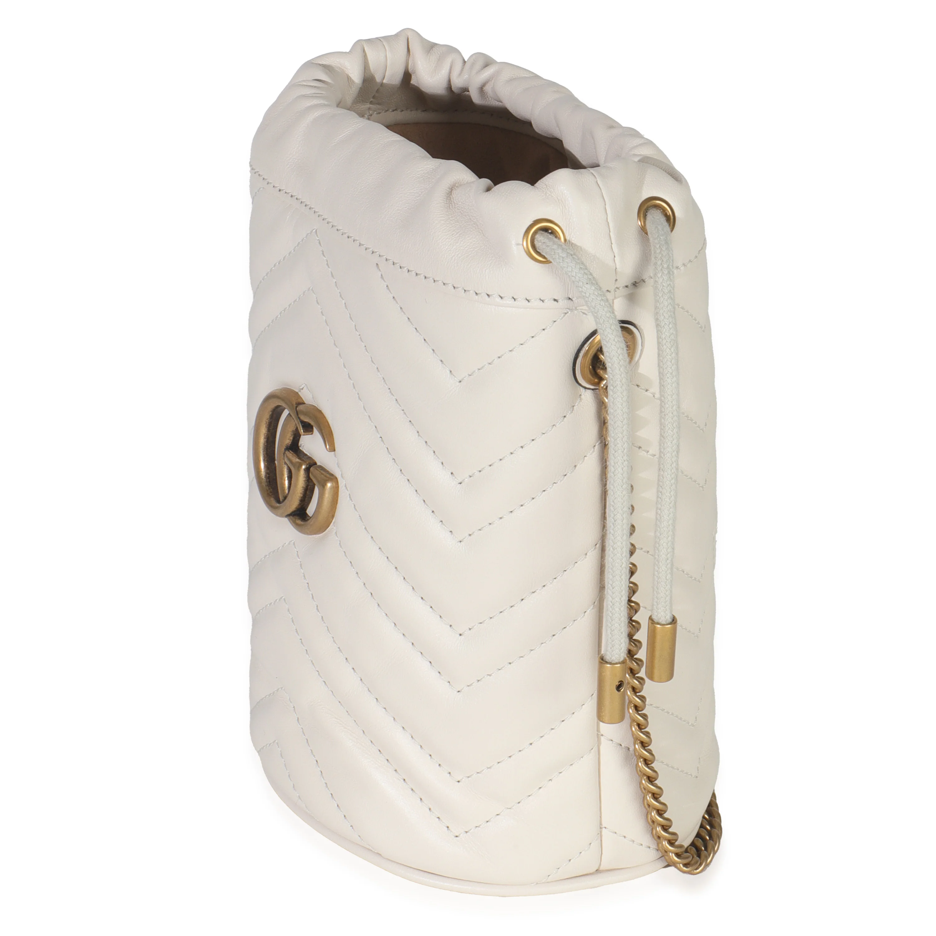 White Matelasse Calfskin GG Marmont Bucket Bag - Image 2