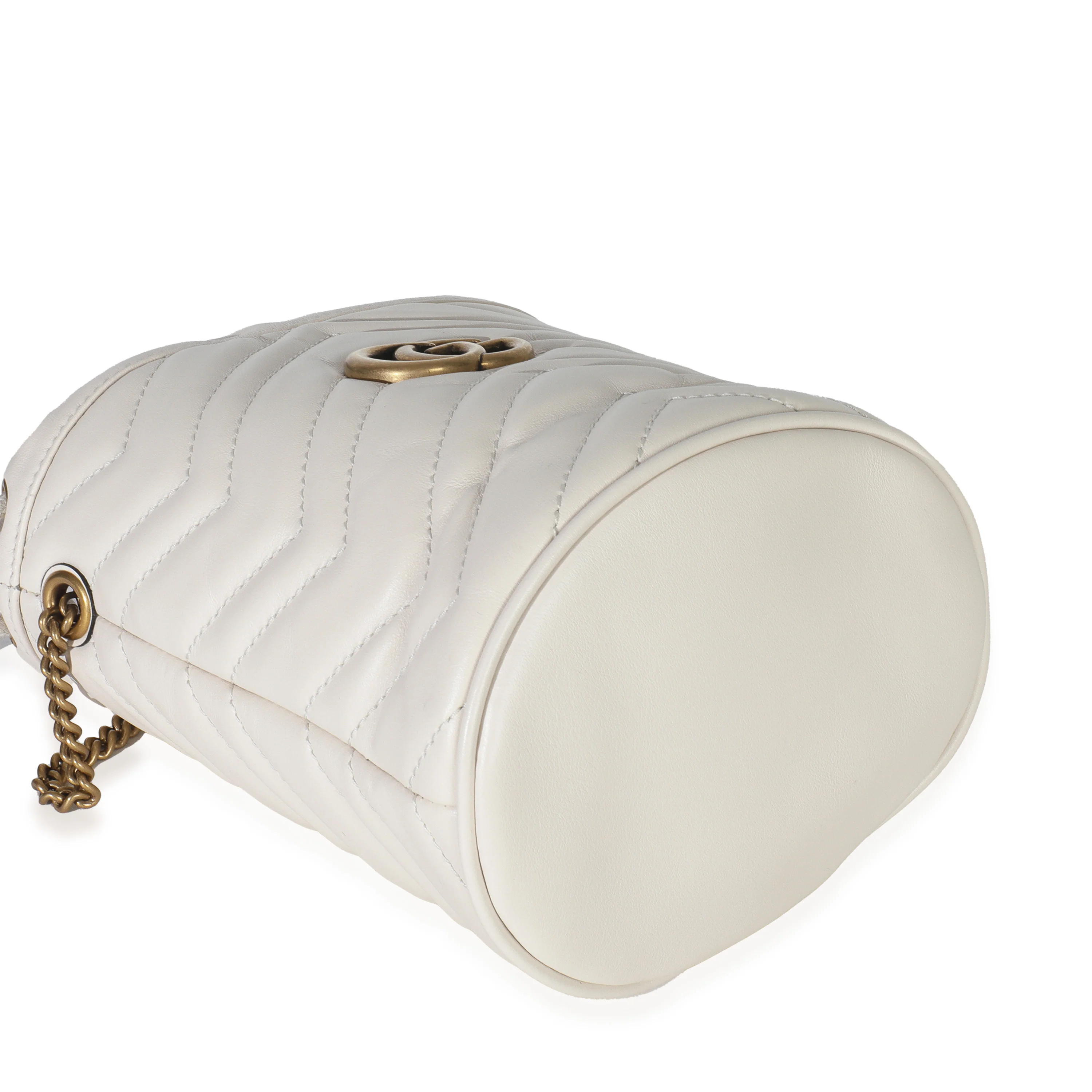 White Matelasse Calfskin GG Marmont Bucket Bag - Image 6