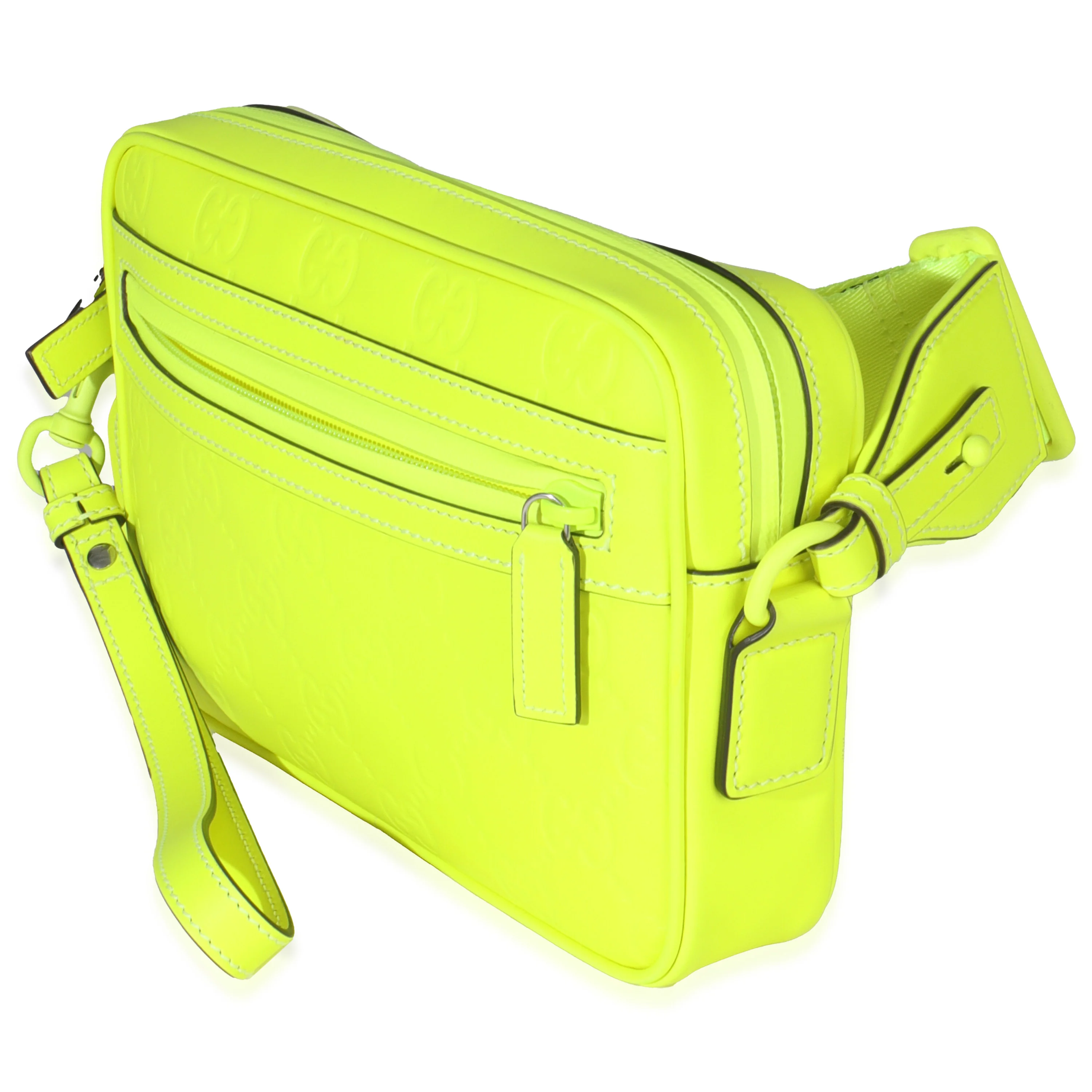 Fluorescent Yellow Rubber Effect Monogram GG Crossbody Bag - Image 2