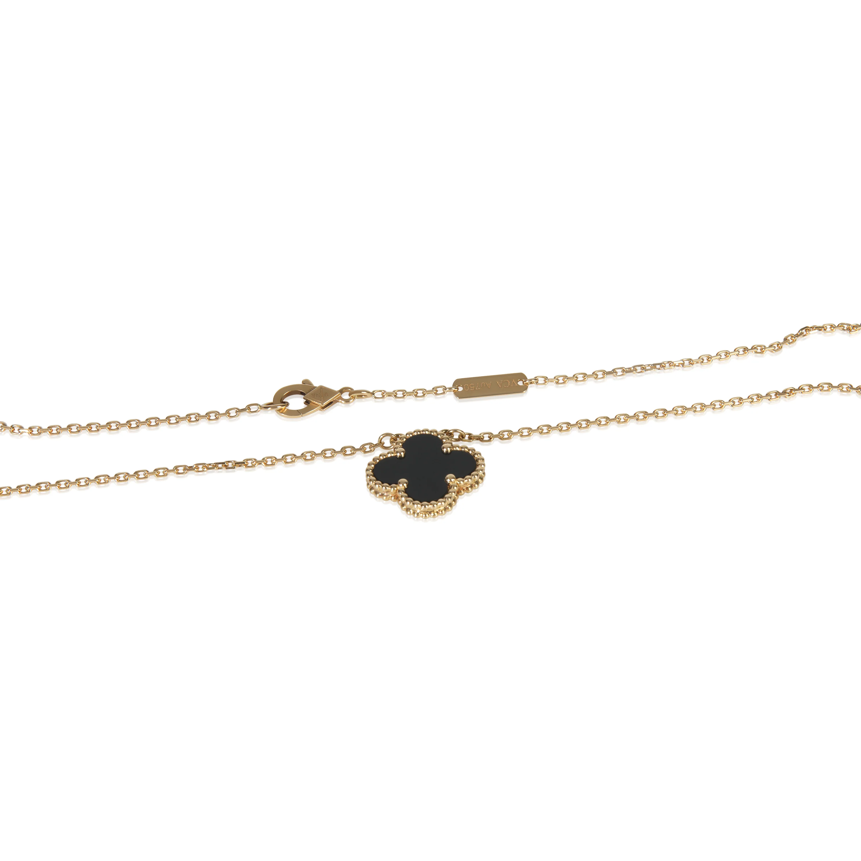 Yellow Gold Onyx Vintage Alhambra Pendant - Image 2