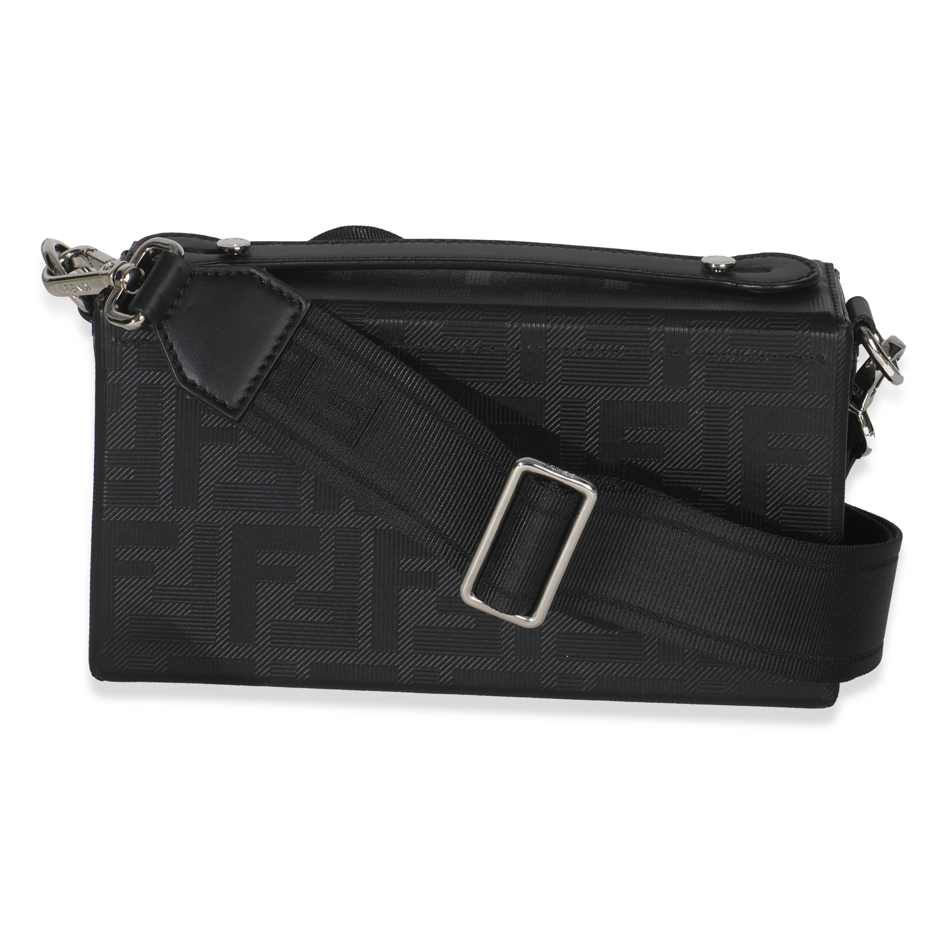 Black FF Leather Baguette Soft Trunk Crossbody - Image 3