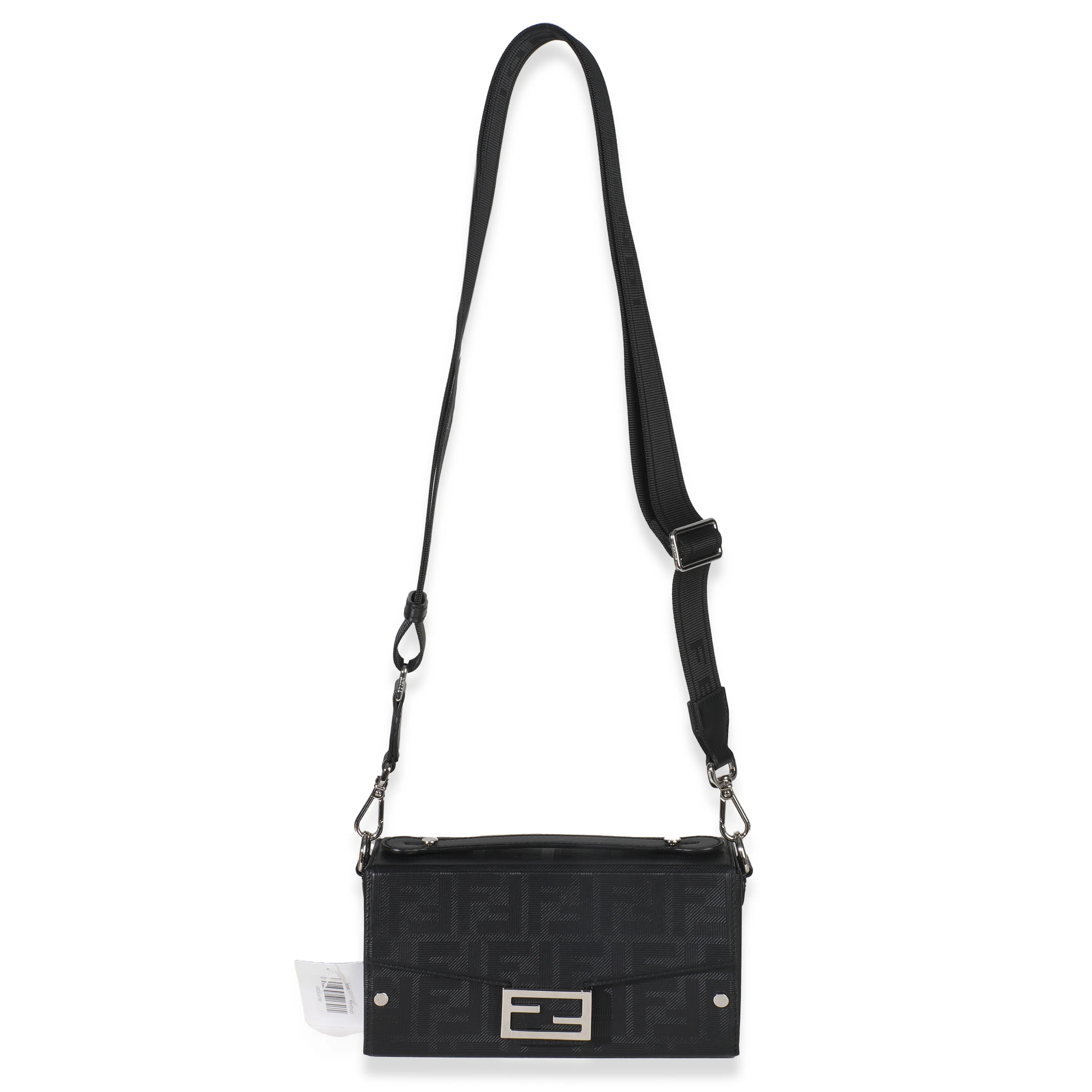 Black FF Leather Baguette Soft Trunk Crossbody - Image 7