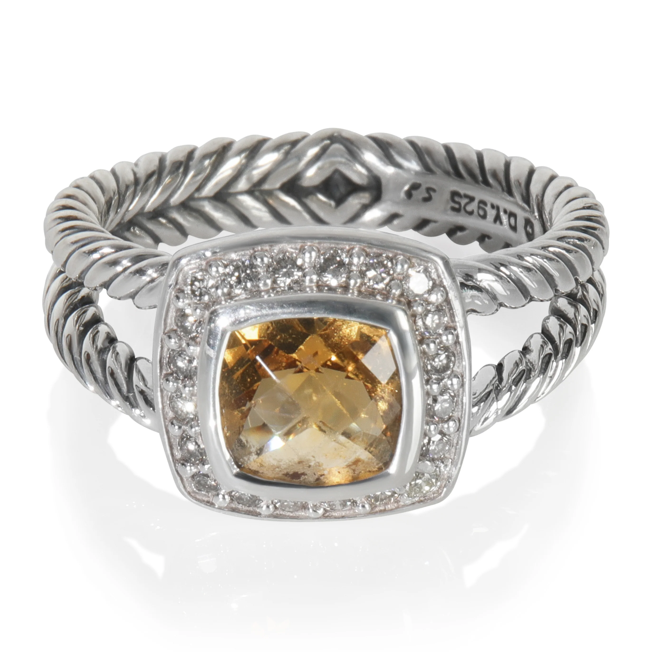 Sterling Silver Citrine and Diamond Petite Albion Ring