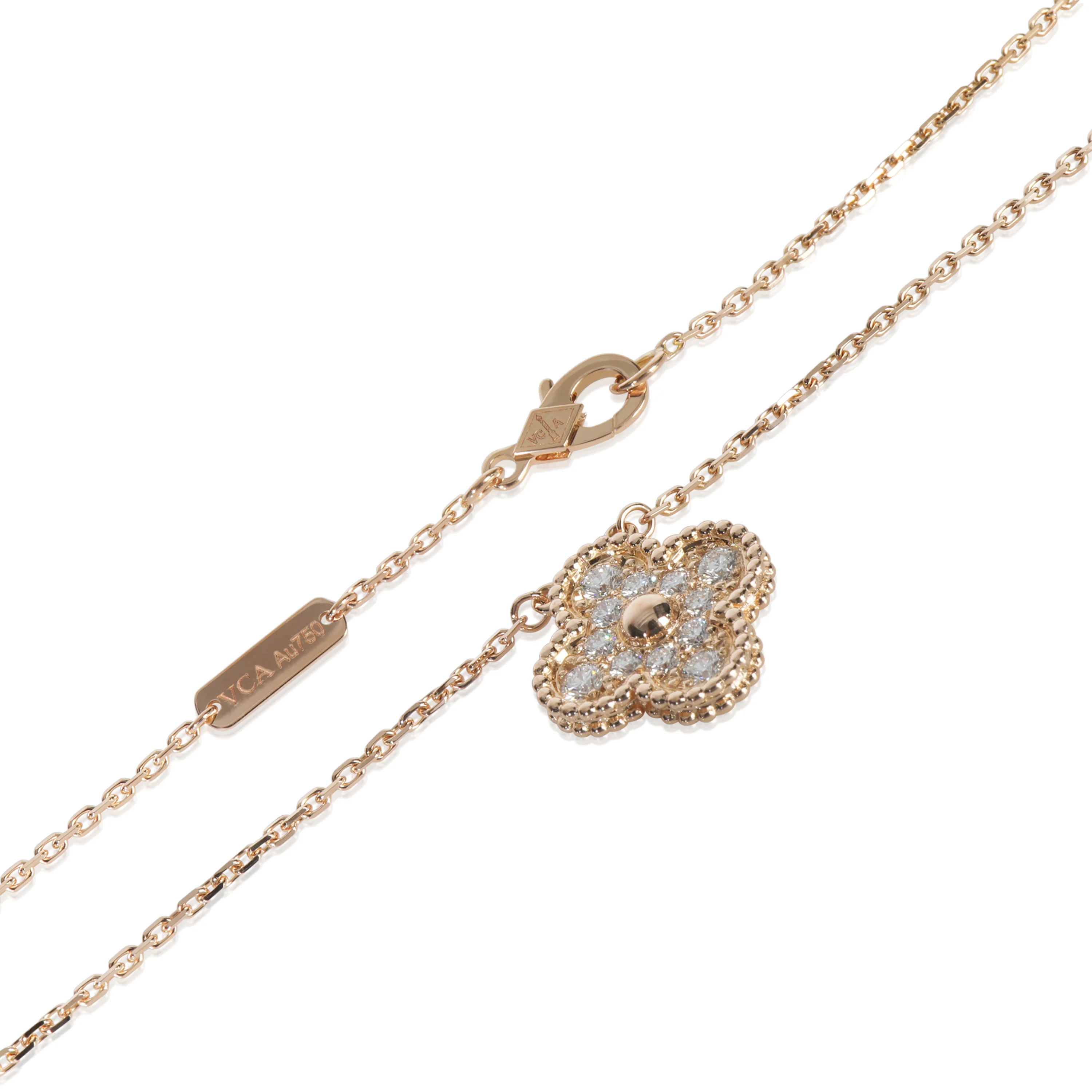 Rose Gold Diamond Vintage Alhambra Pendant - Image 2