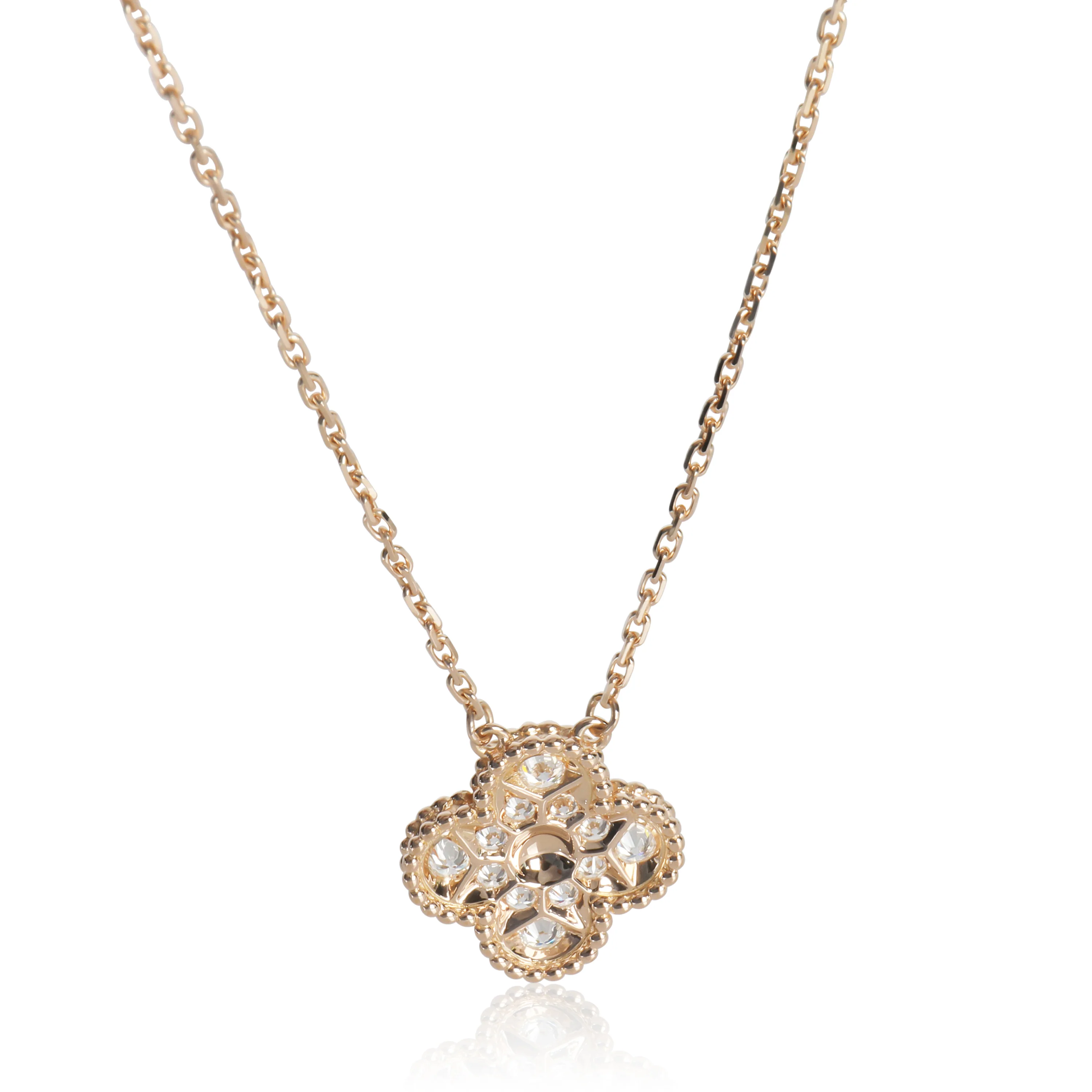 Rose Gold Diamond Vintage Alhambra Pendant - Image 3