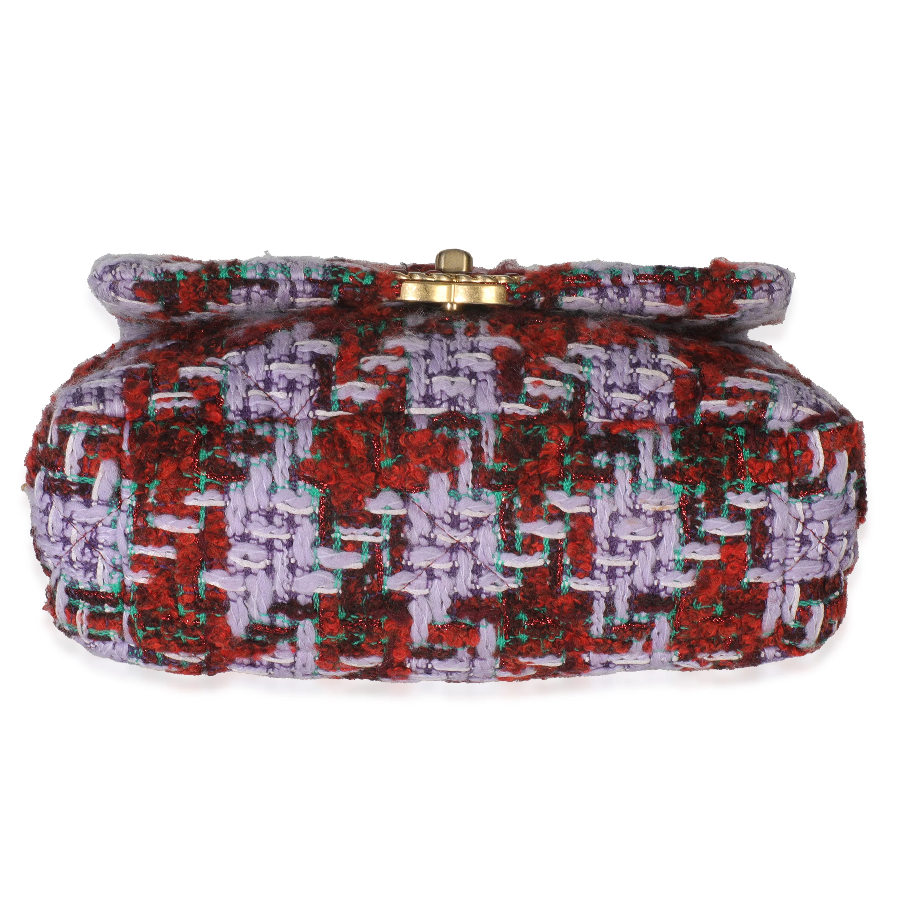Purple Red Quilted Tweed Small Chanel 19 Flap Bag - Image 5