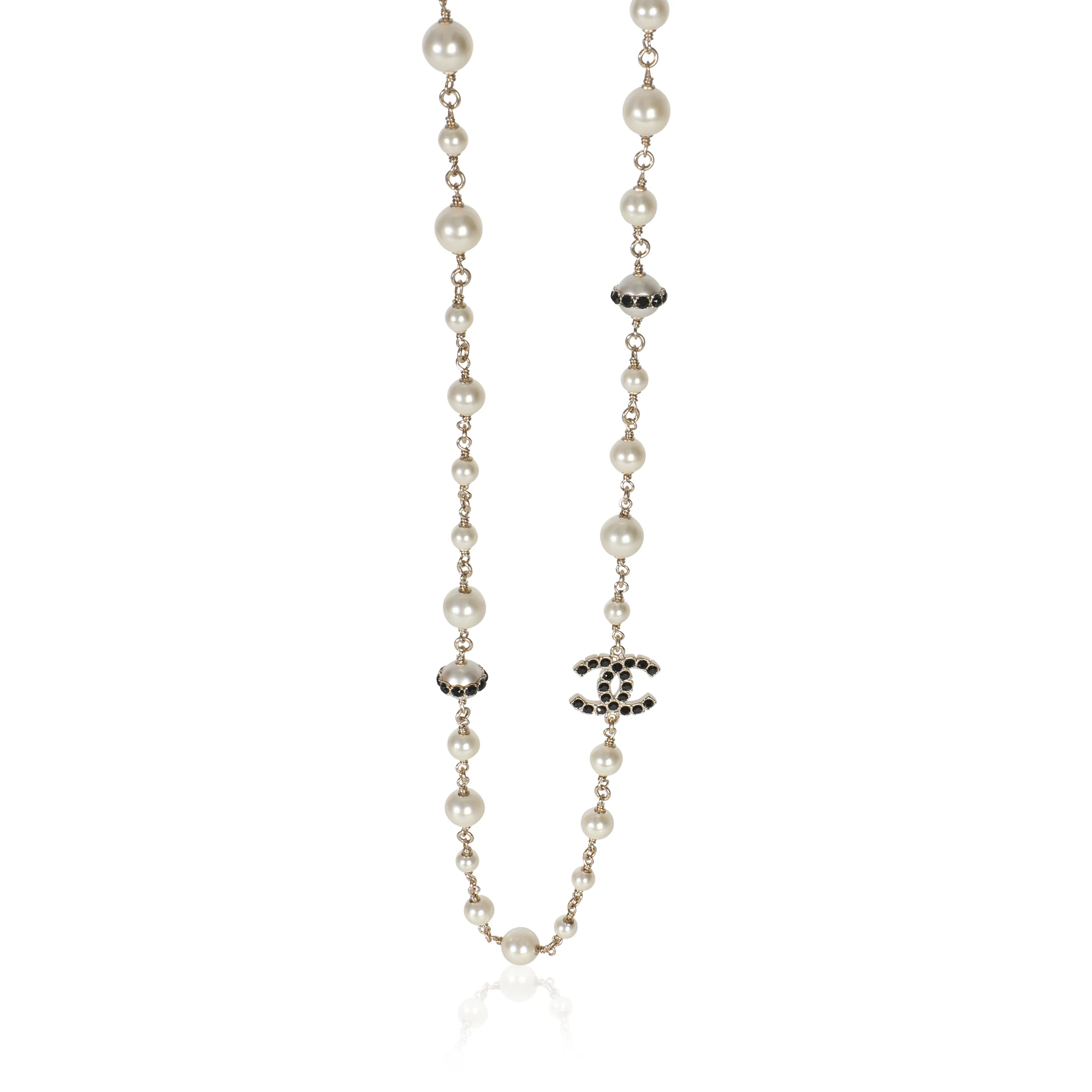 Gold-Plated 2020 Black Strass CC Station Necklace
