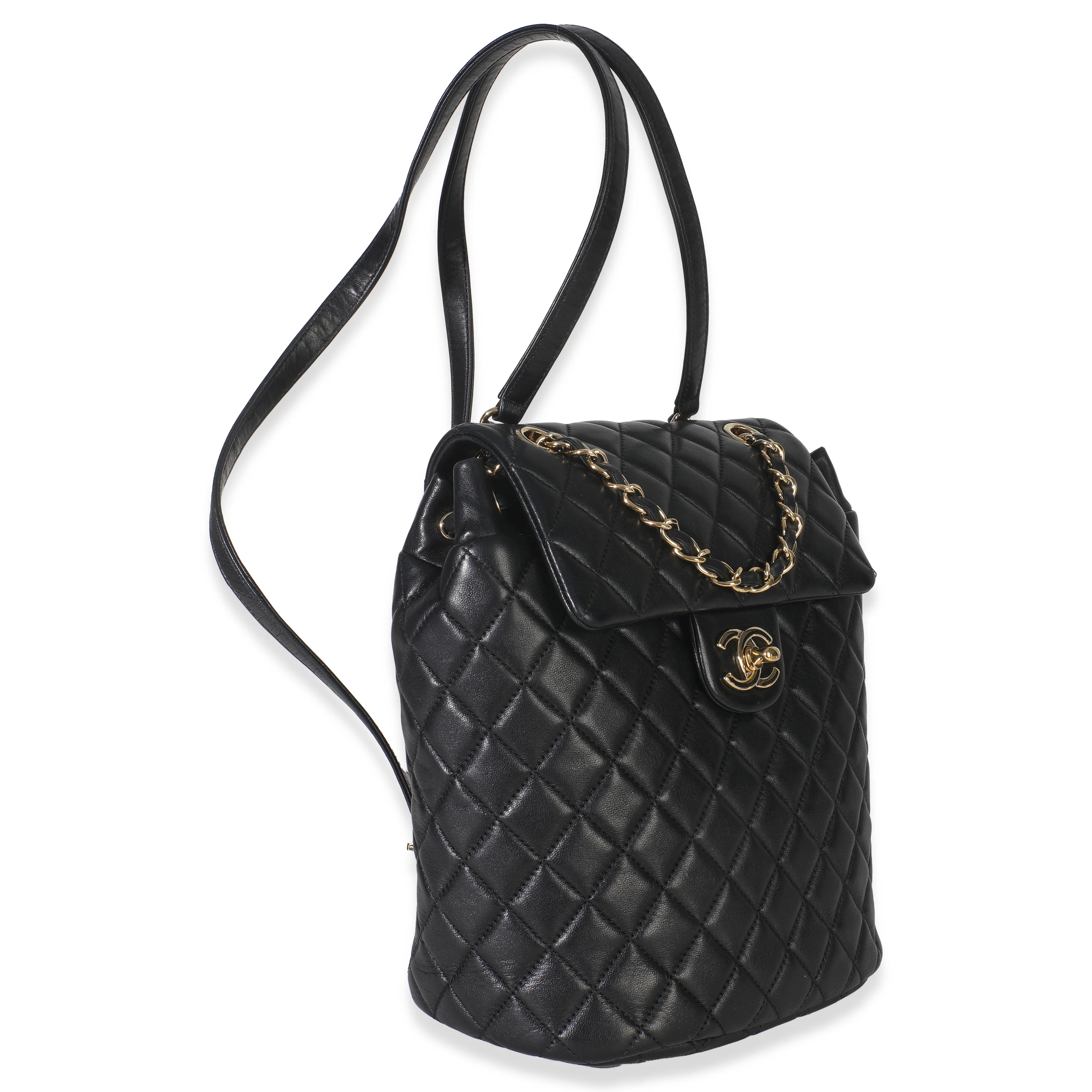 Black Lambskin Quilted Small Urban Spirit Backpack - Image 3