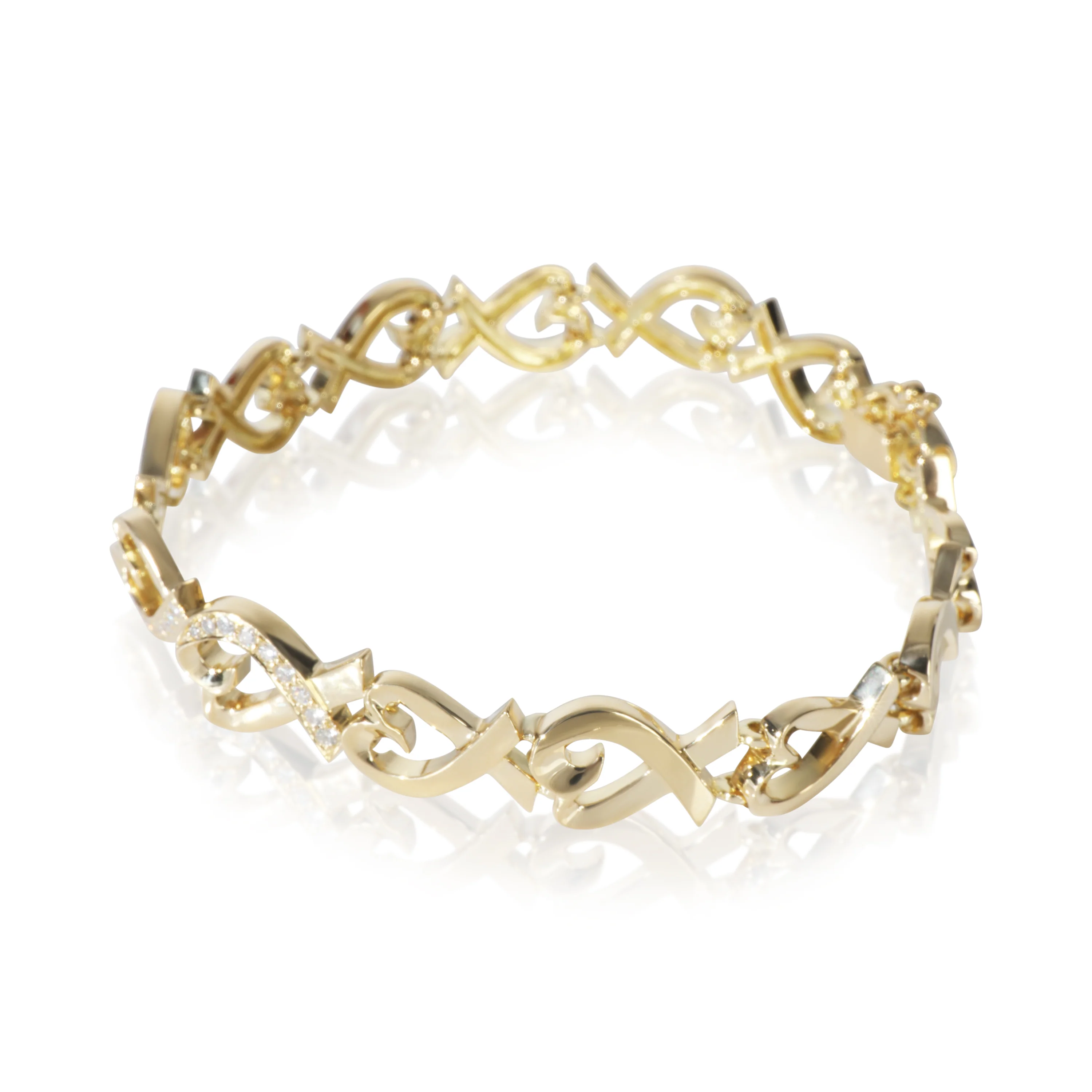 Yellow Gold Diamond Vintage Paloma Picasso Loving Heart Bracelet - Image 2