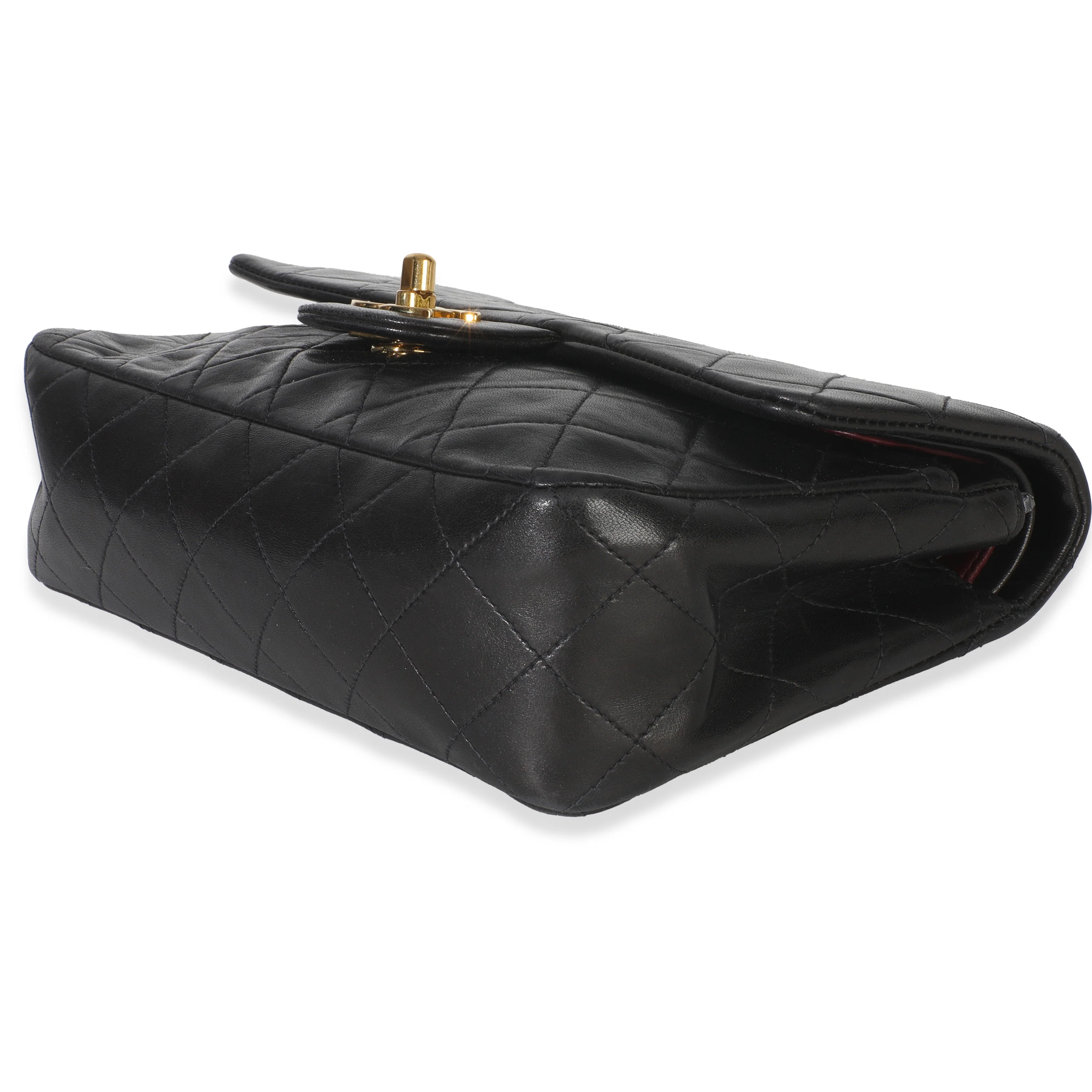 24k Vintage Black Quilted Medium Classic Double Flap Bag - Image 7