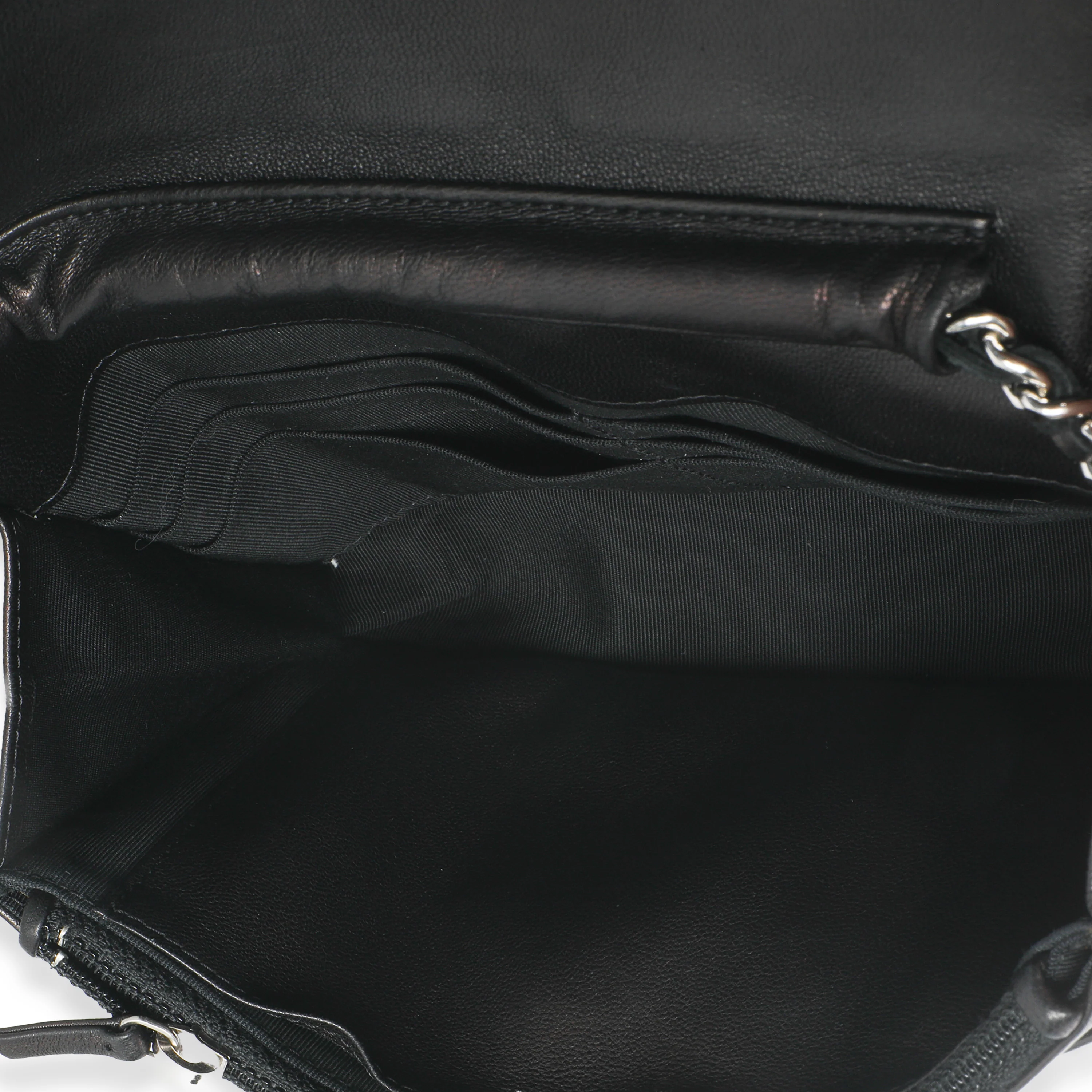 Black Quilted Patent Classic Wallet On Chain - Image 9