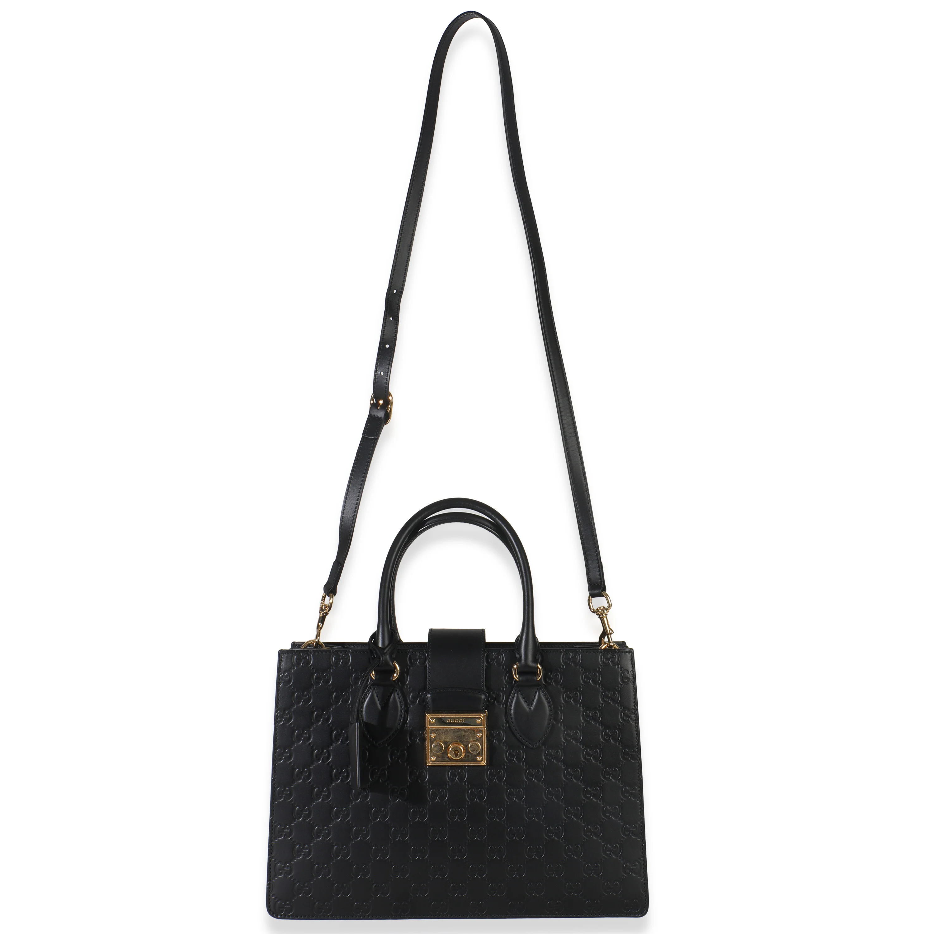 Black Guccissima Leather Medium Padlock Convertible Tote - Image 8