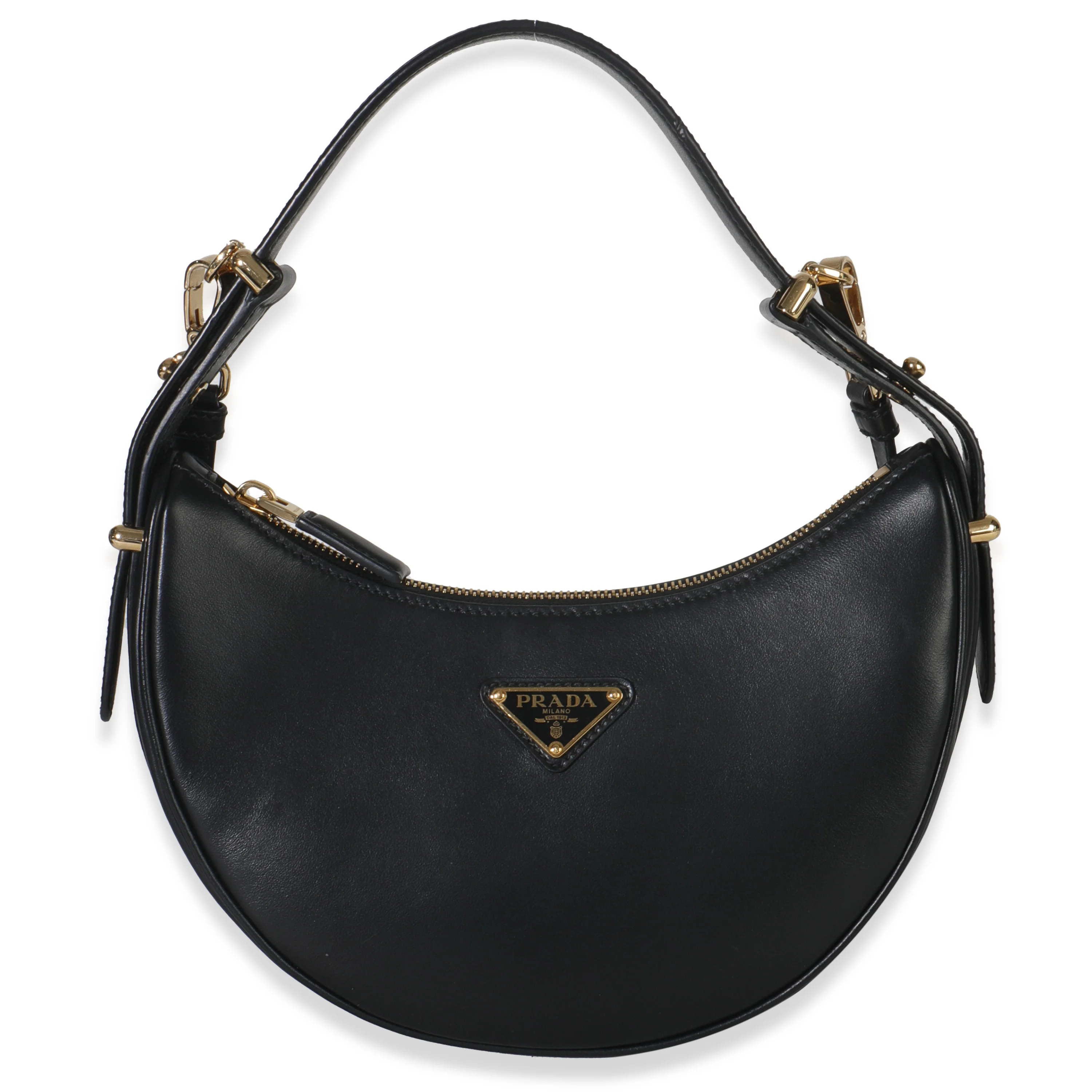 Black Soft Calfskin Small Arque Shoulder Bag