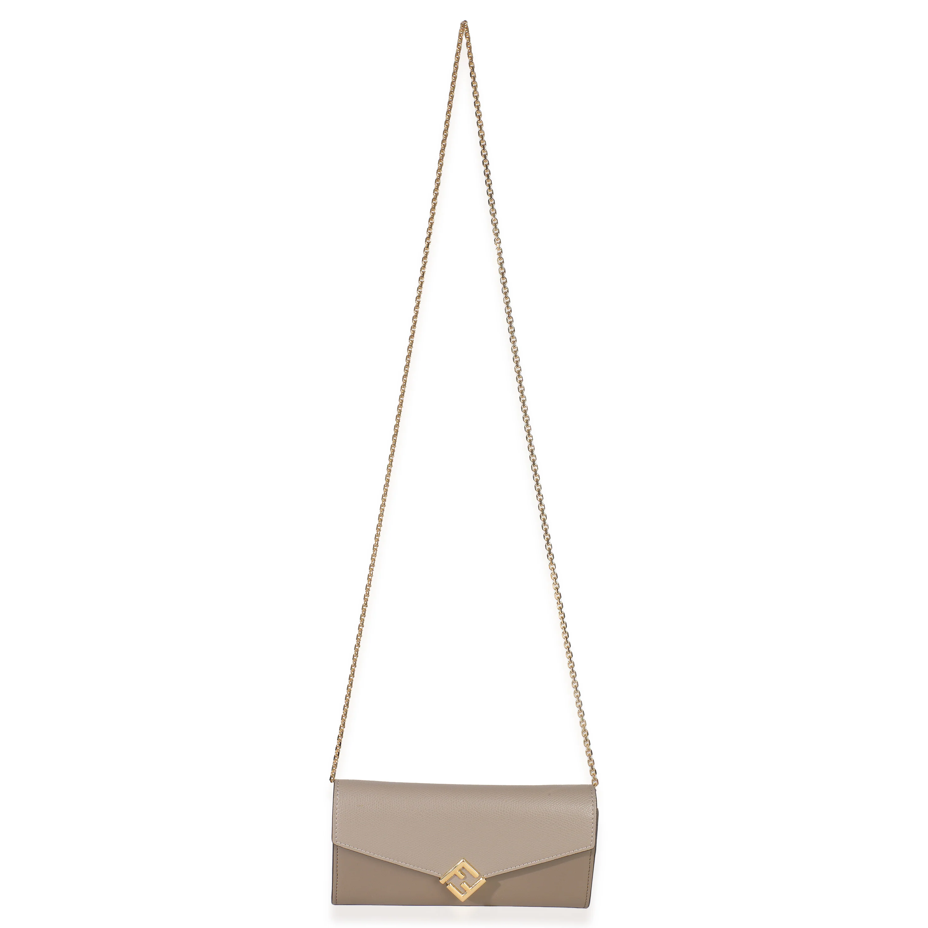 Grey Vitello King Cruise FF Diamonds Continental Envelope Wallet On Chain - Image 8