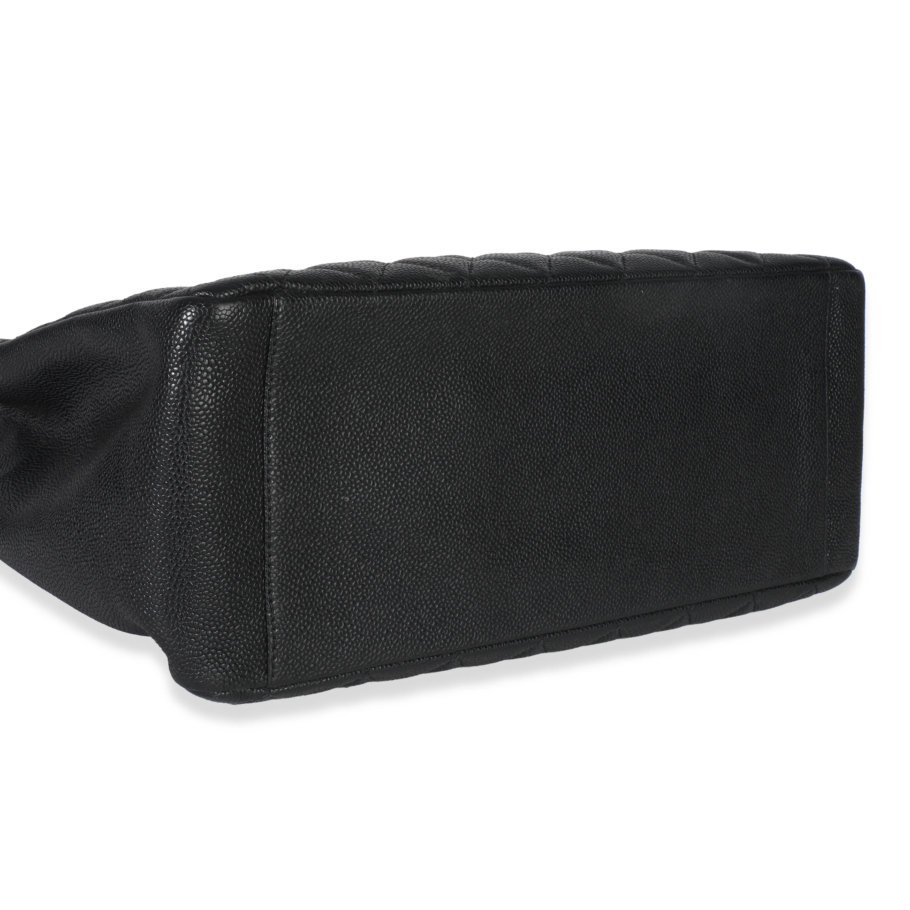 Black Quilted Caviar Grand Shopper Tote - Image 6
