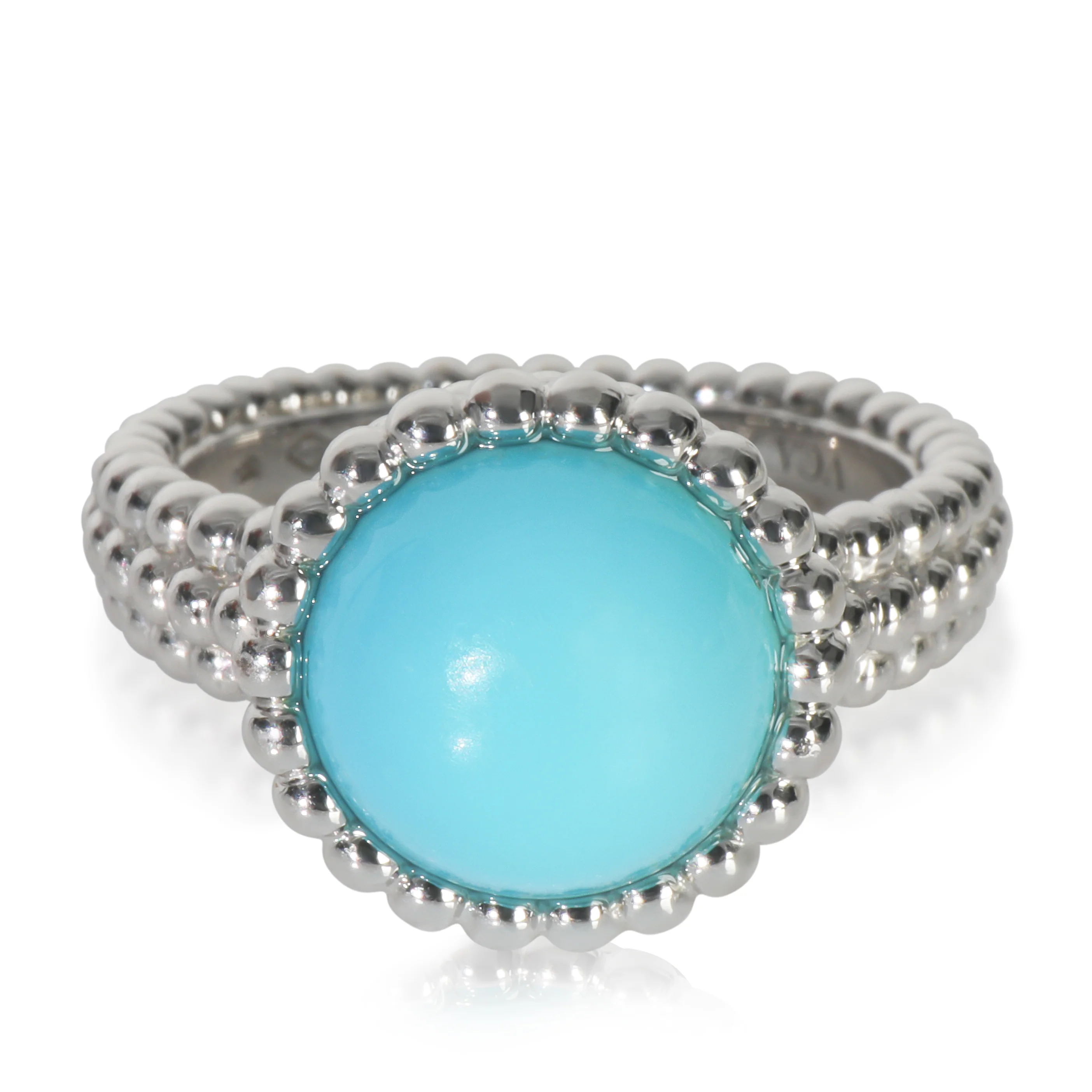 White Gold Turquoise Perlee Couleurs Ring