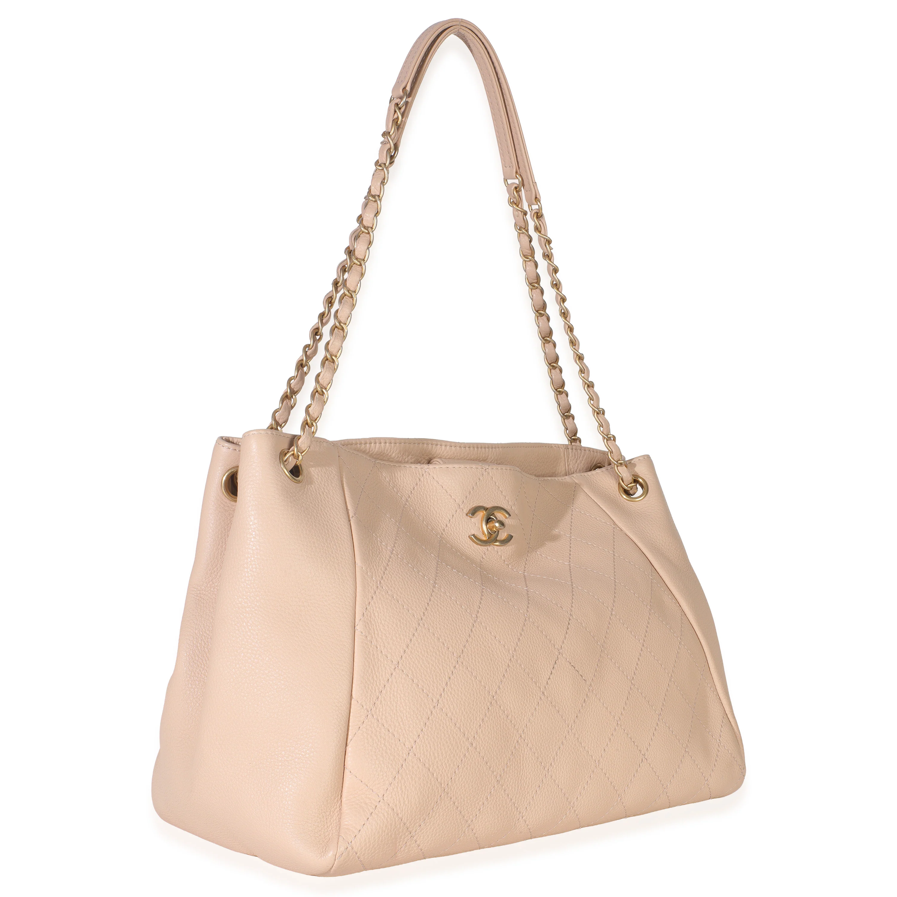 Beige Quilted Supple Calfskin Rock Shopping Tote - Image 3