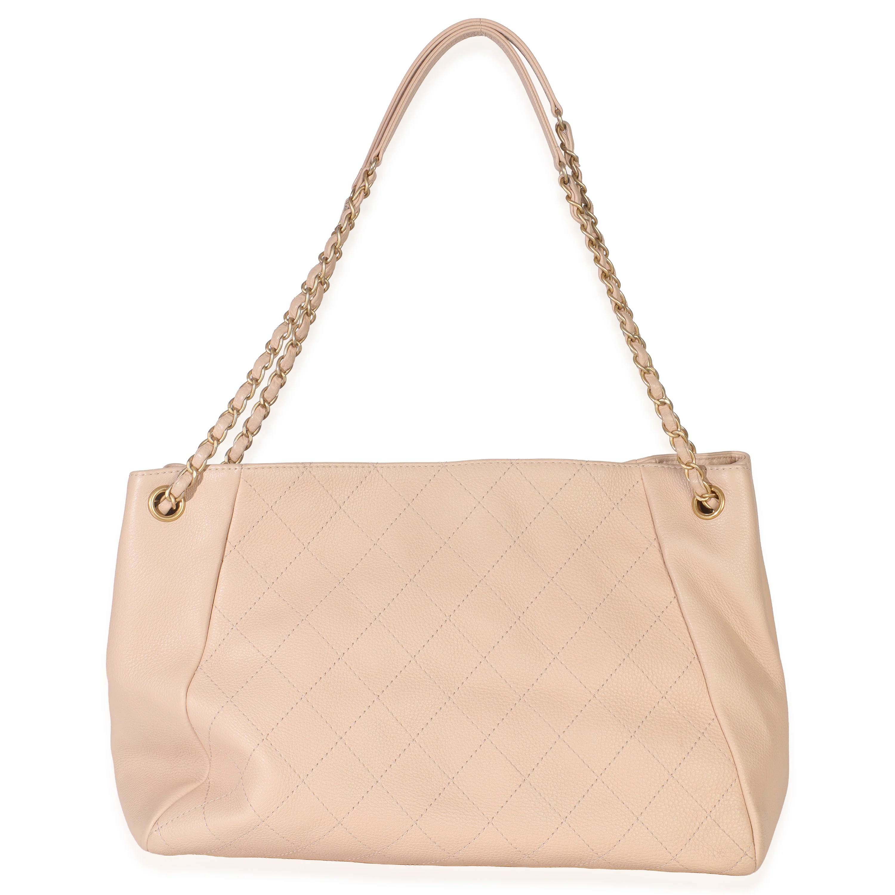 Beige Quilted Supple Calfskin Rock Shopping Tote - Image 4