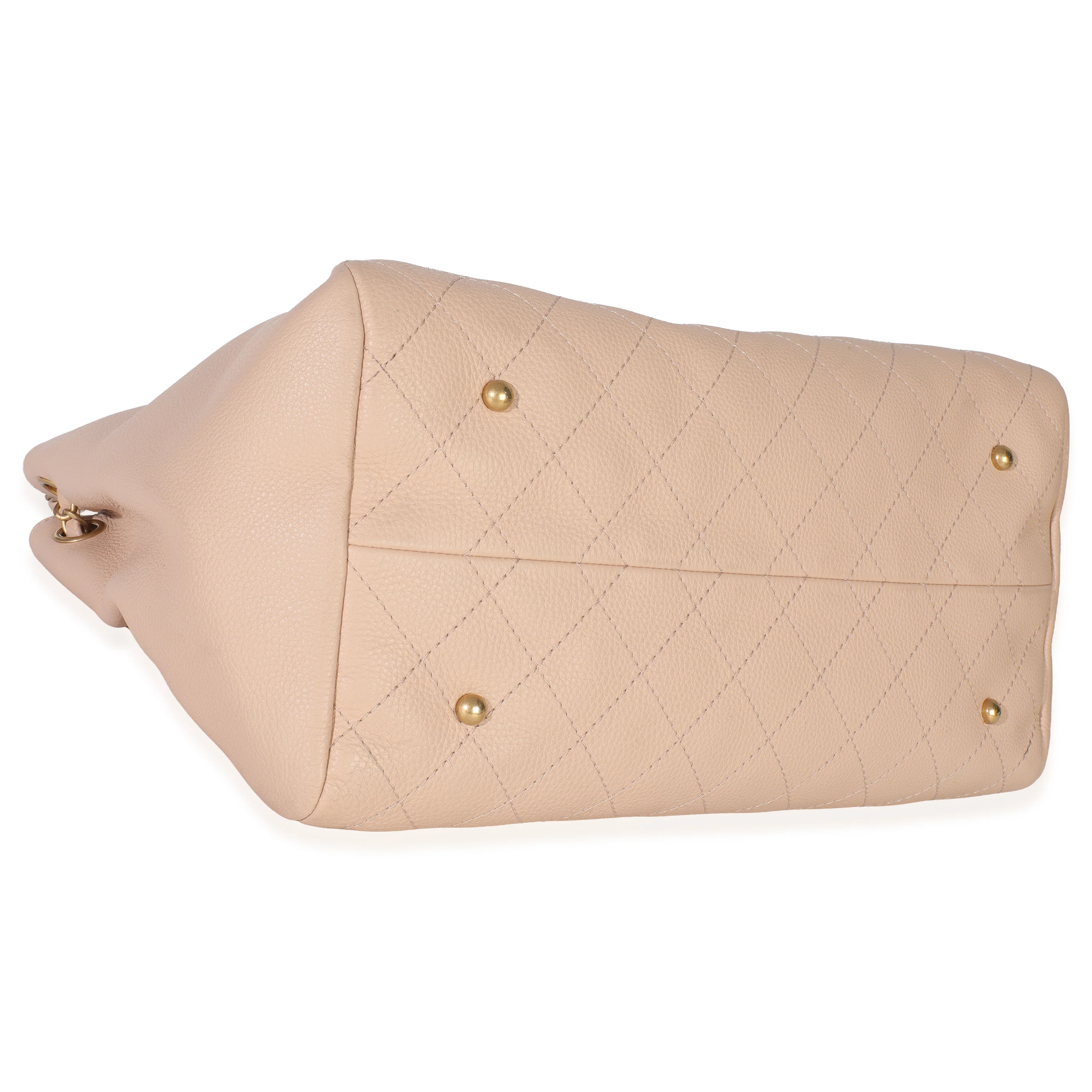 Beige Quilted Supple Calfskin Rock Shopping Tote - Image 5