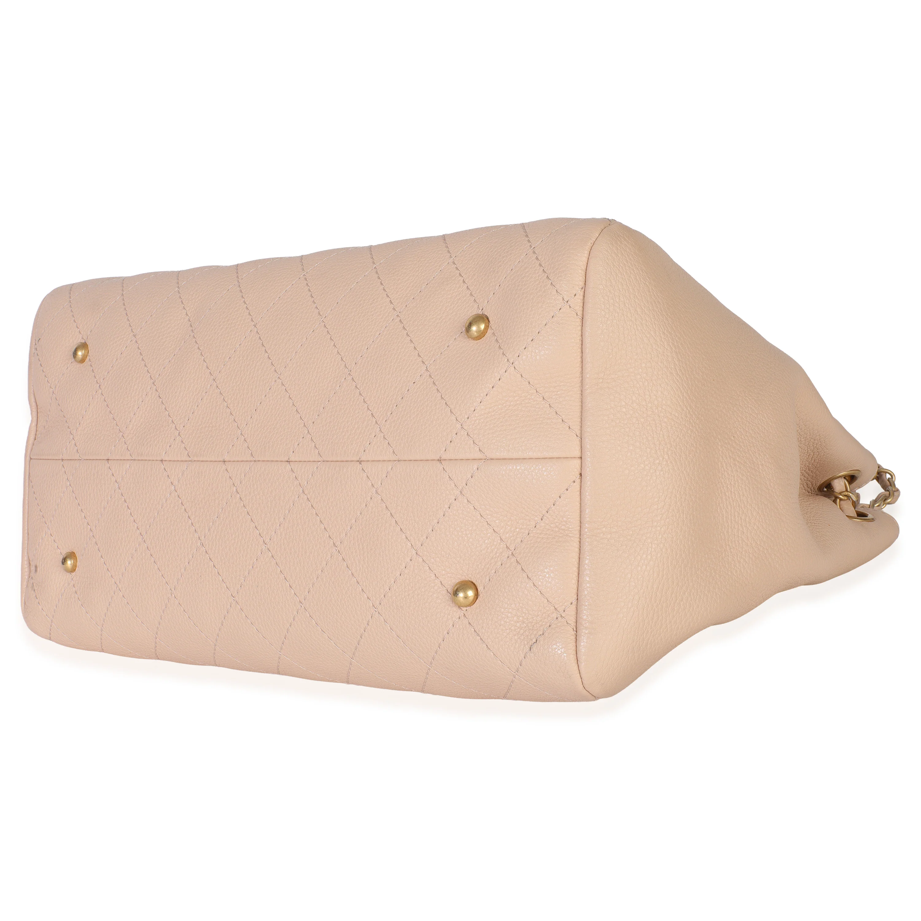 Beige Quilted Supple Calfskin Rock Shopping Tote - Image 6