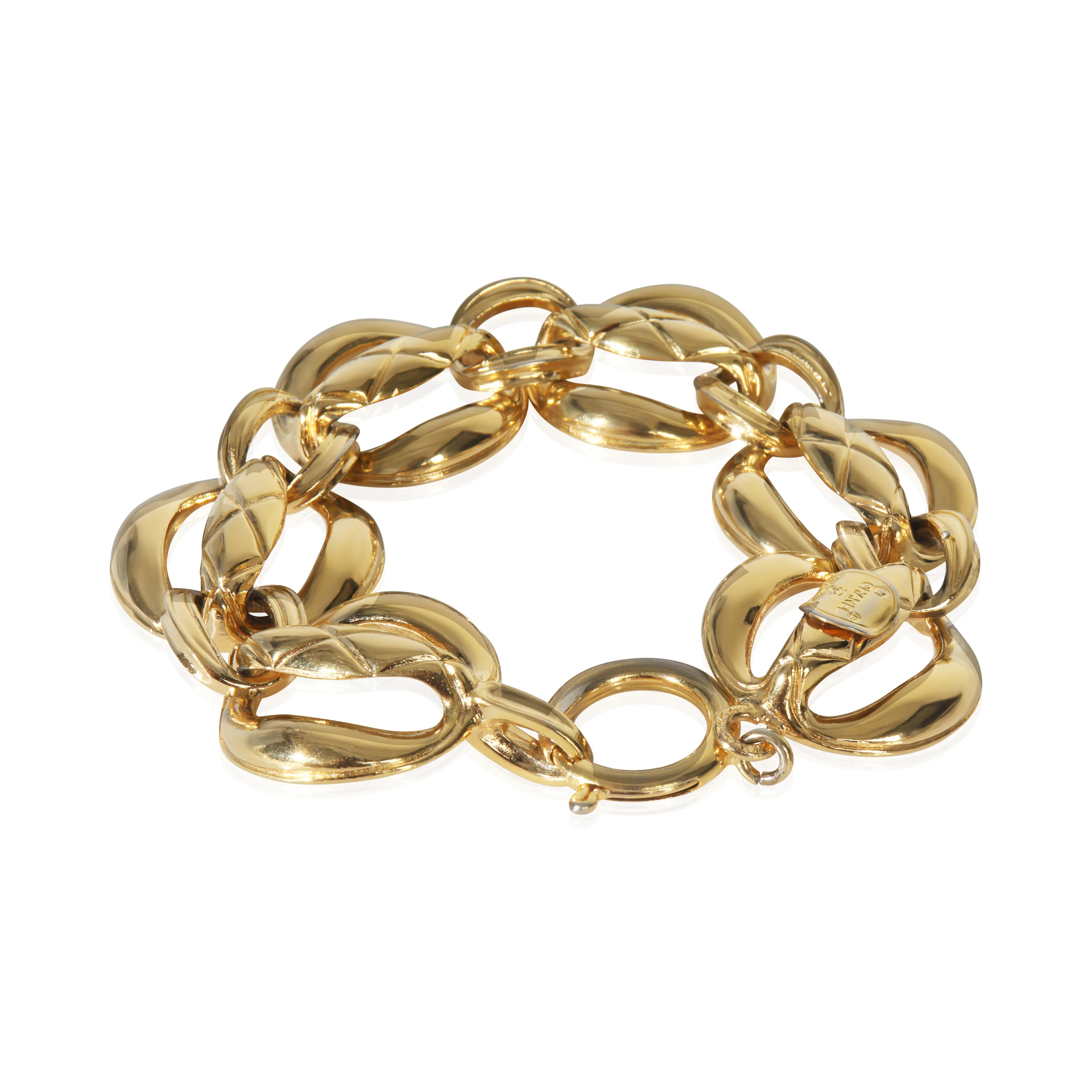 Gold-Plated  Vintage Quilted Open Link Bracelet - Image 3