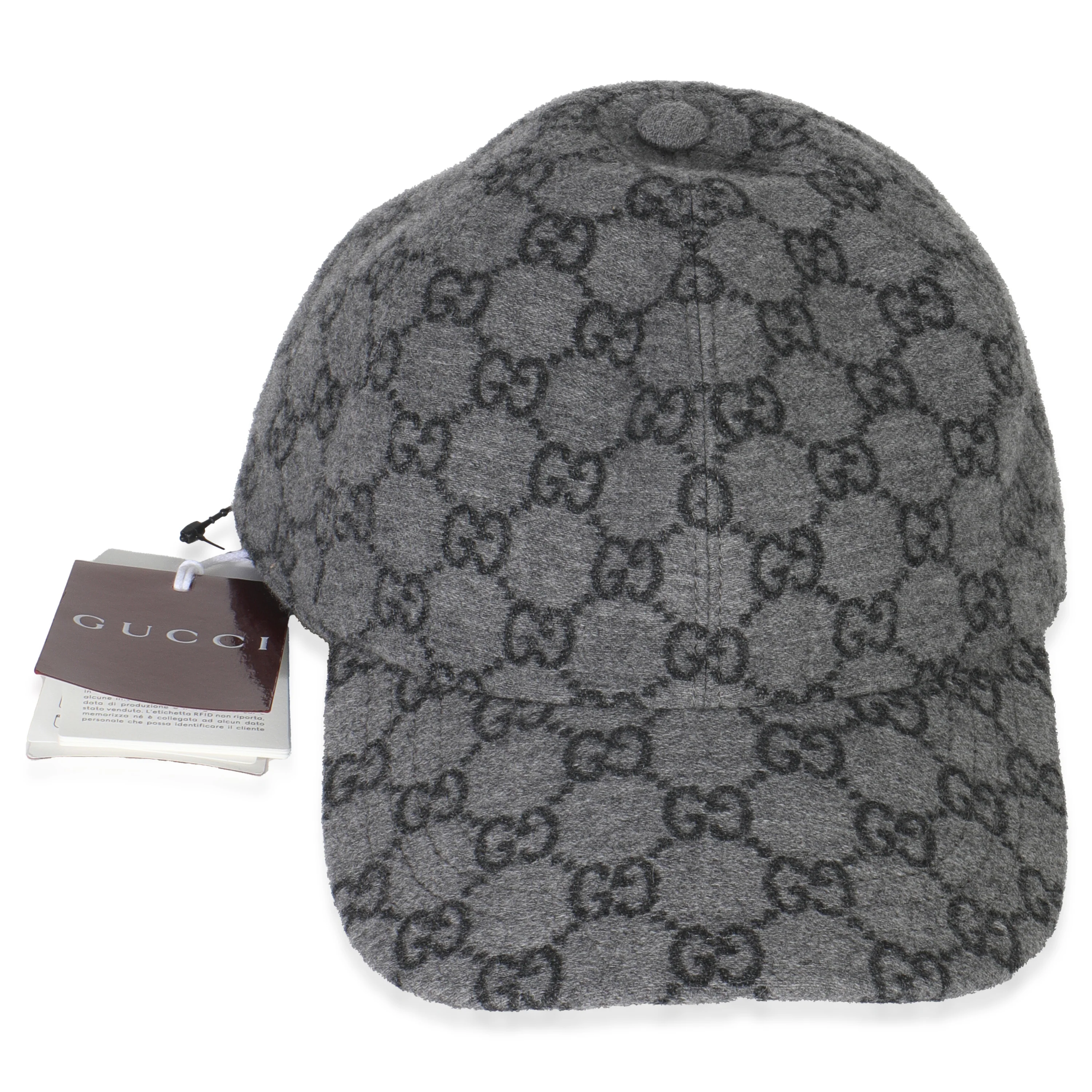 Black Grey GG Wool Baseball Hat XL