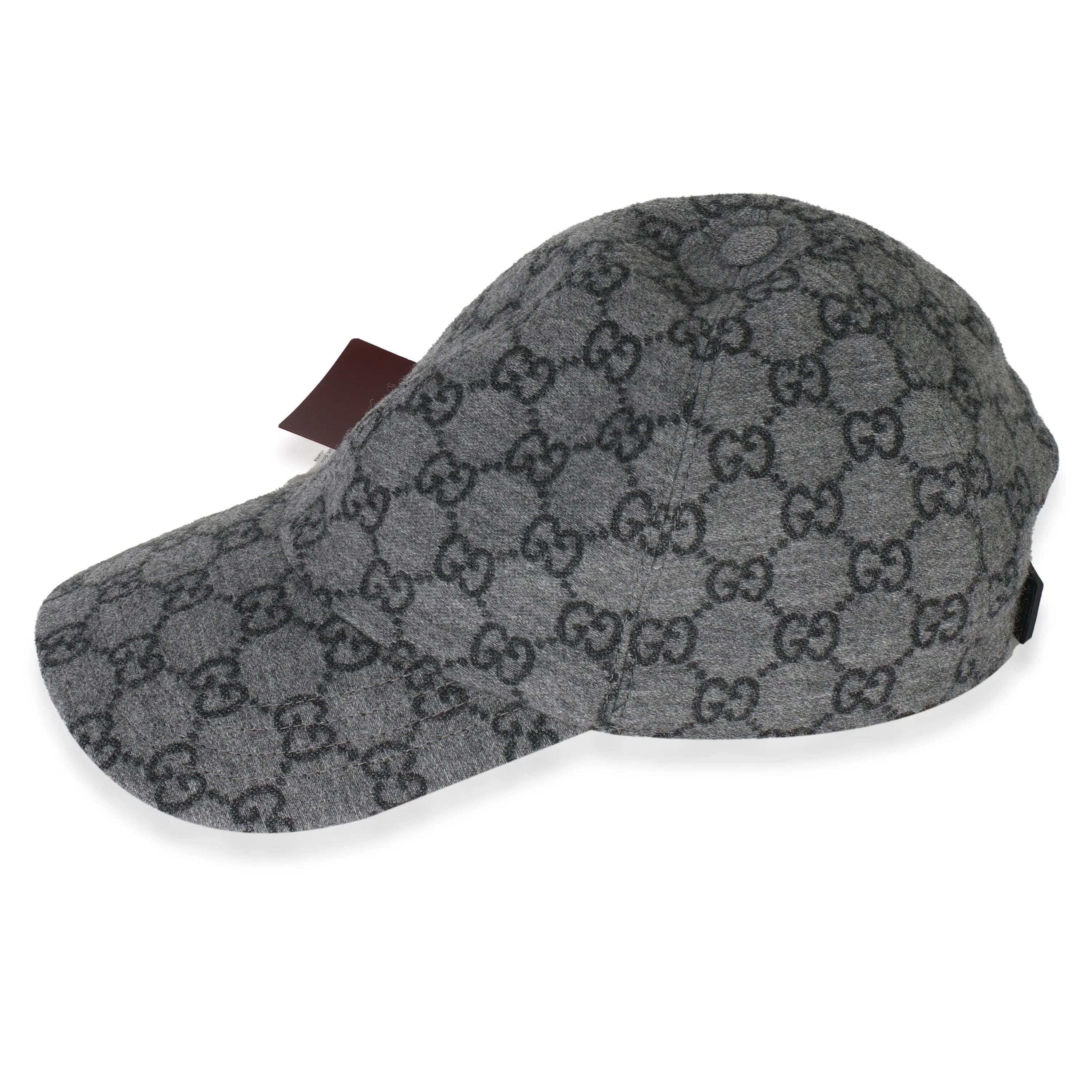 Black Grey GG Wool Baseball Hat XL - Image 2