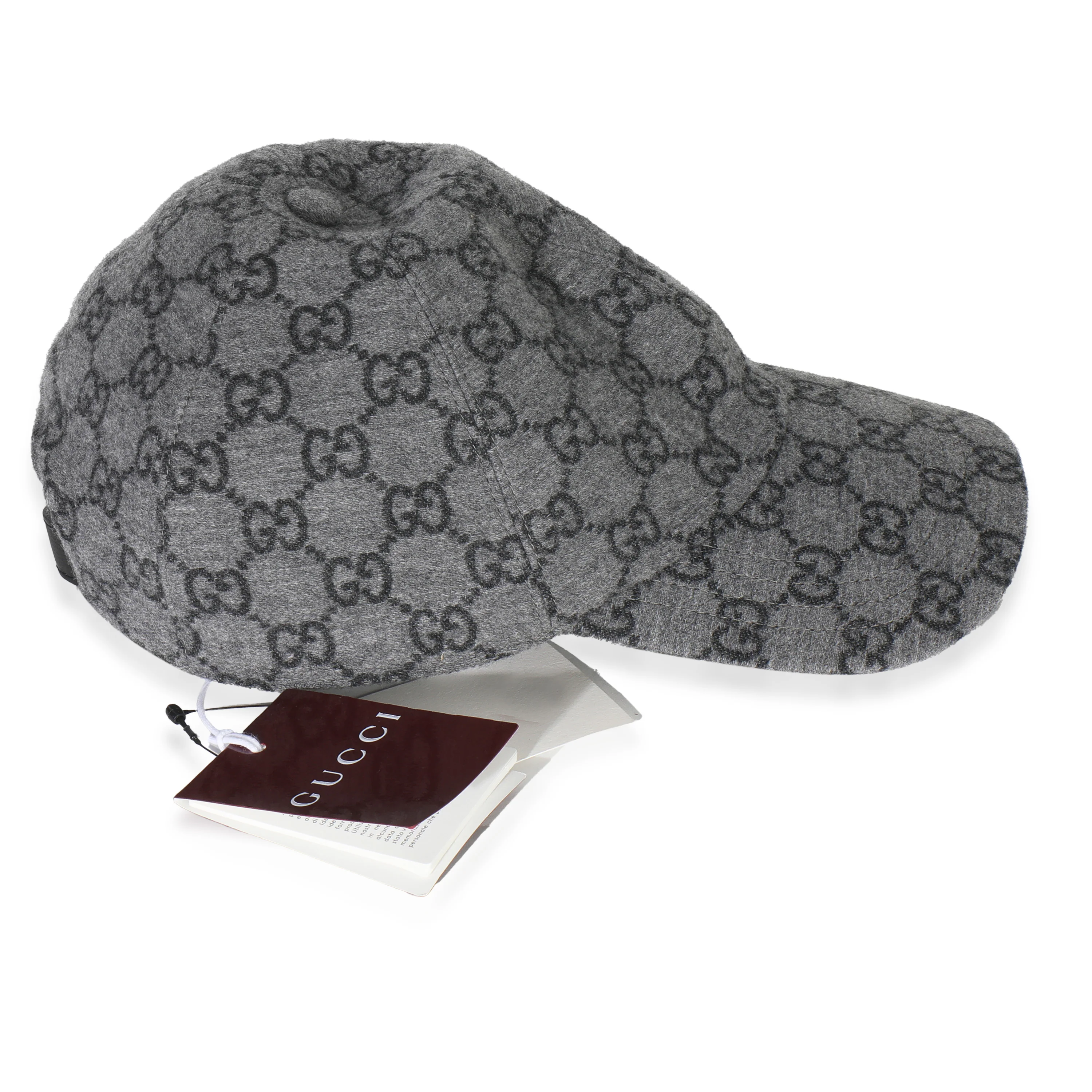 Black Grey GG Wool Baseball Hat XL - Image 3