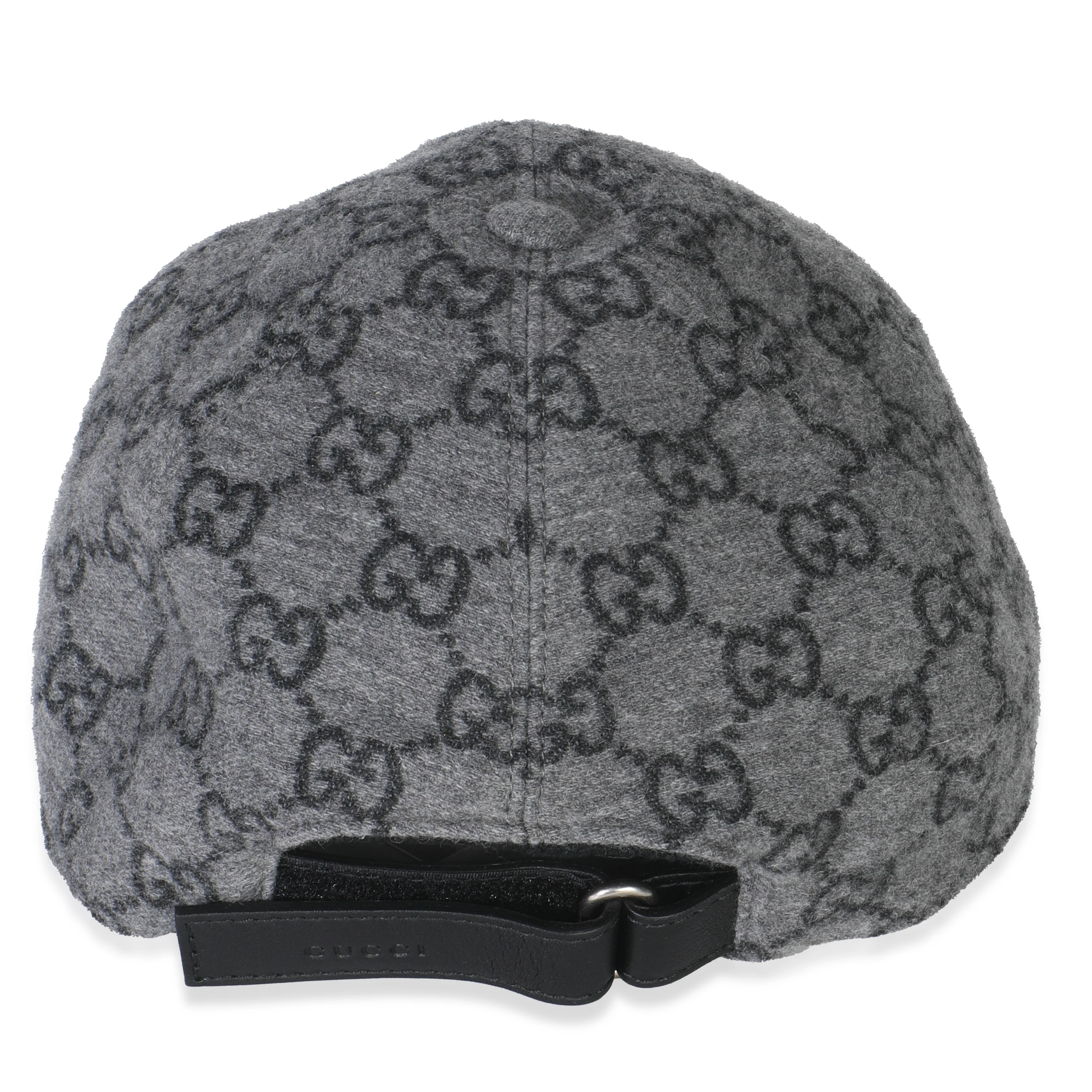 Black Grey GG Wool Baseball Hat XL - Image 4
