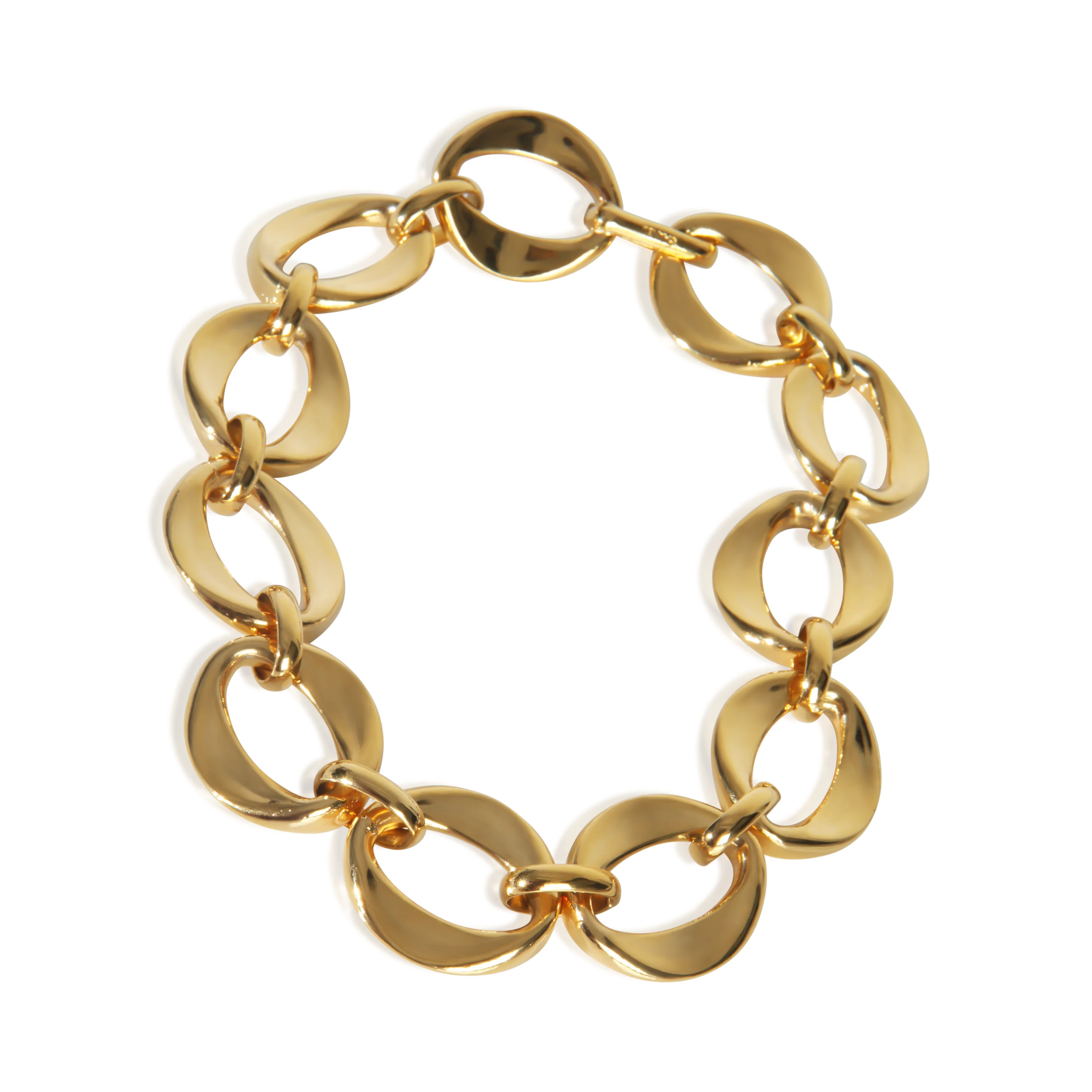 Gold-Plated  Vintage Oval Link Choker Necklace - Image 3