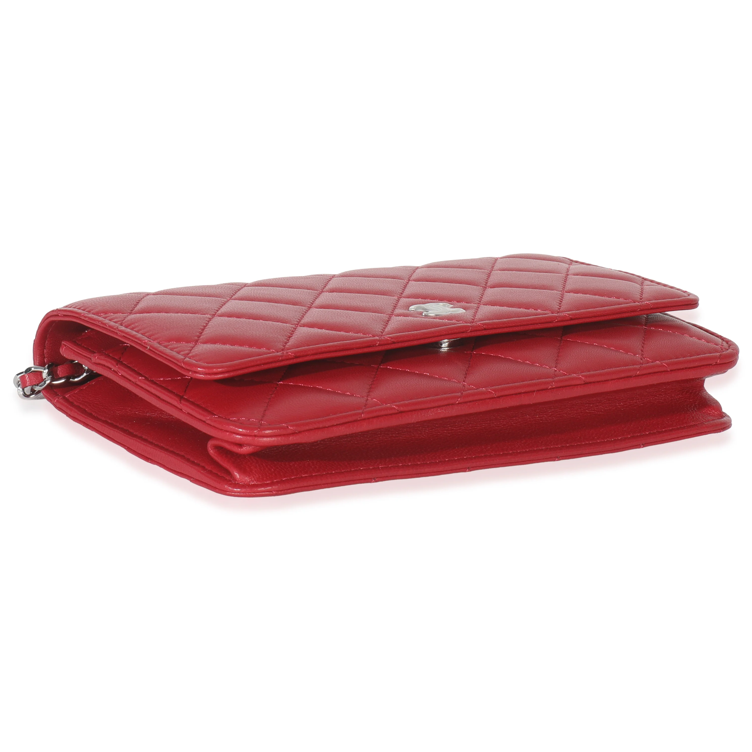 Rouge Red Quilted Lambskin Classic Wallet On Chain - Image 5