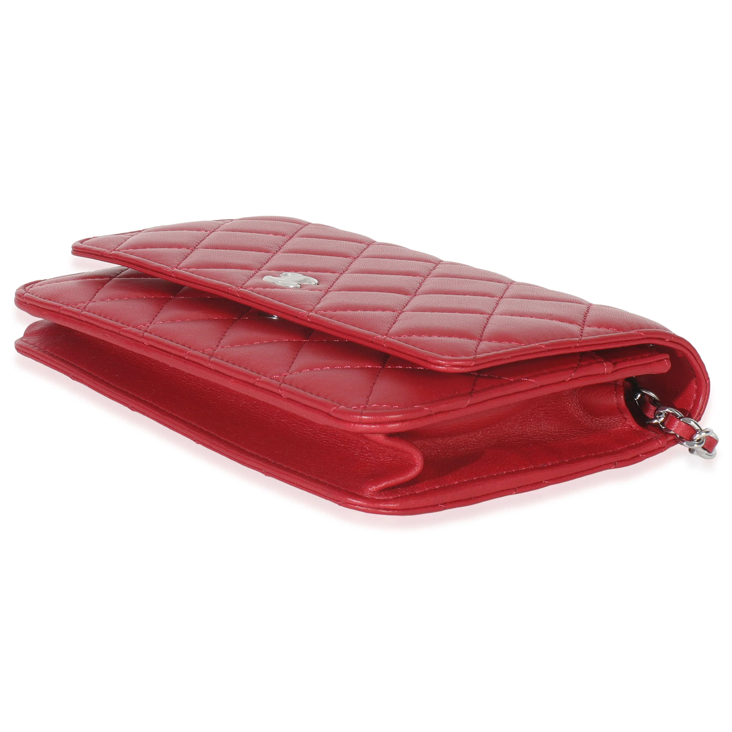 Rouge Red Quilted Lambskin Classic Wallet On Chain - Image 6