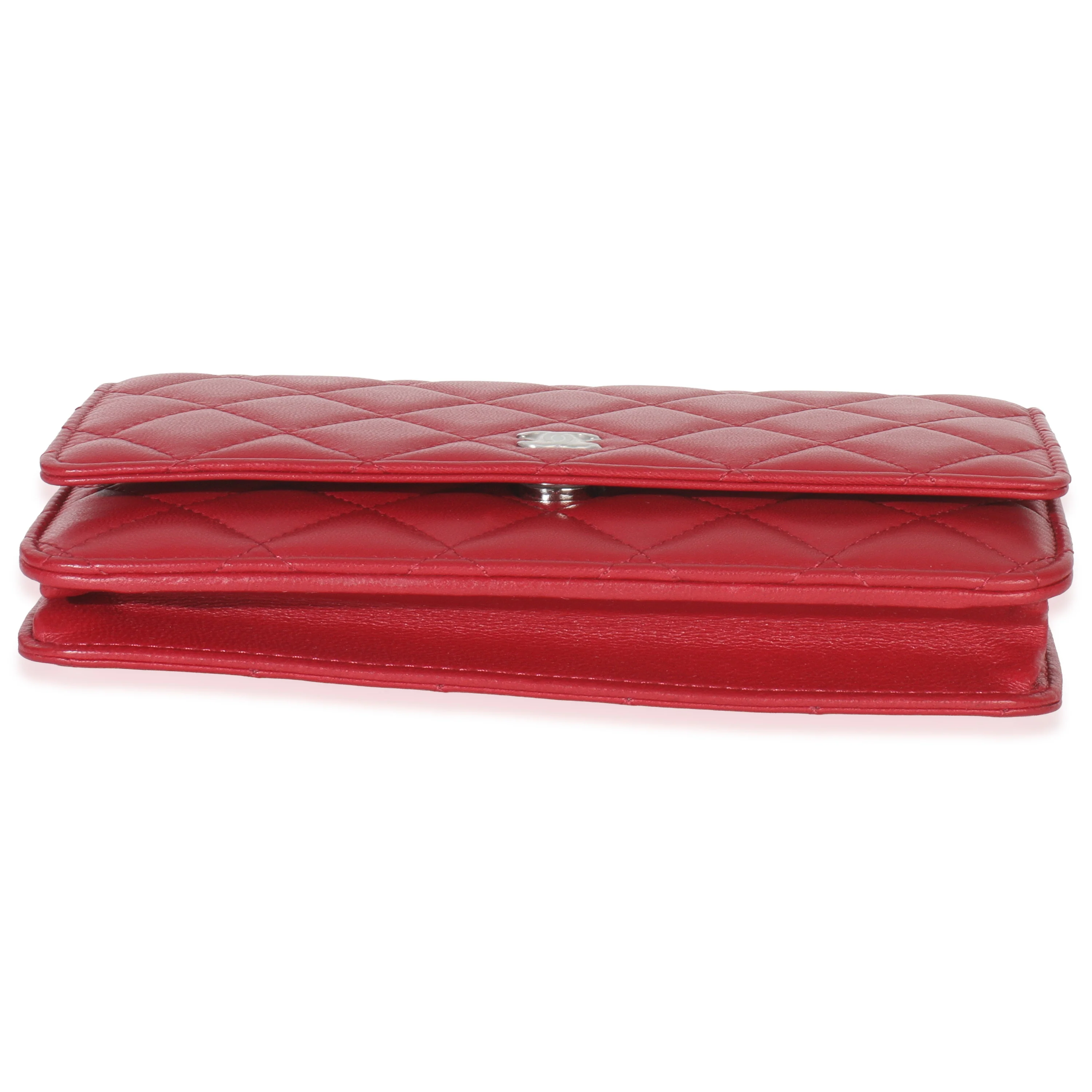 Rouge Red Quilted Lambskin Classic Wallet On Chain - Image 7