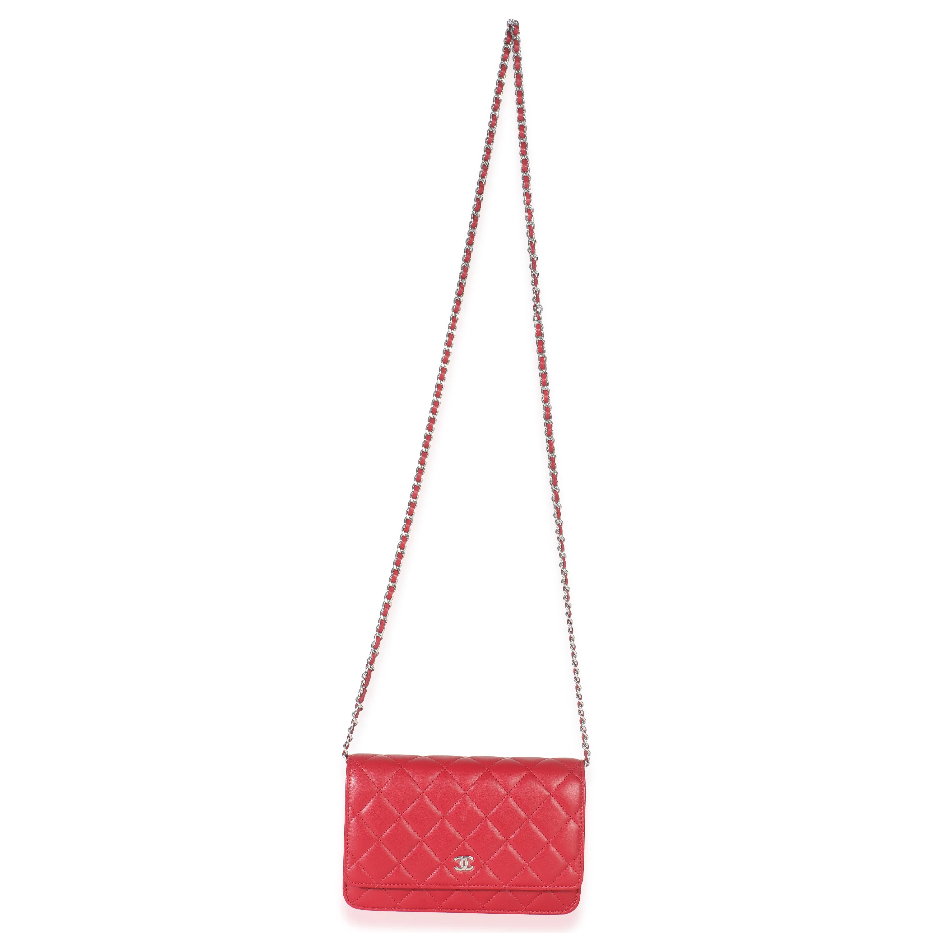 Rouge Red Quilted Lambskin Classic Wallet On Chain - Image 8