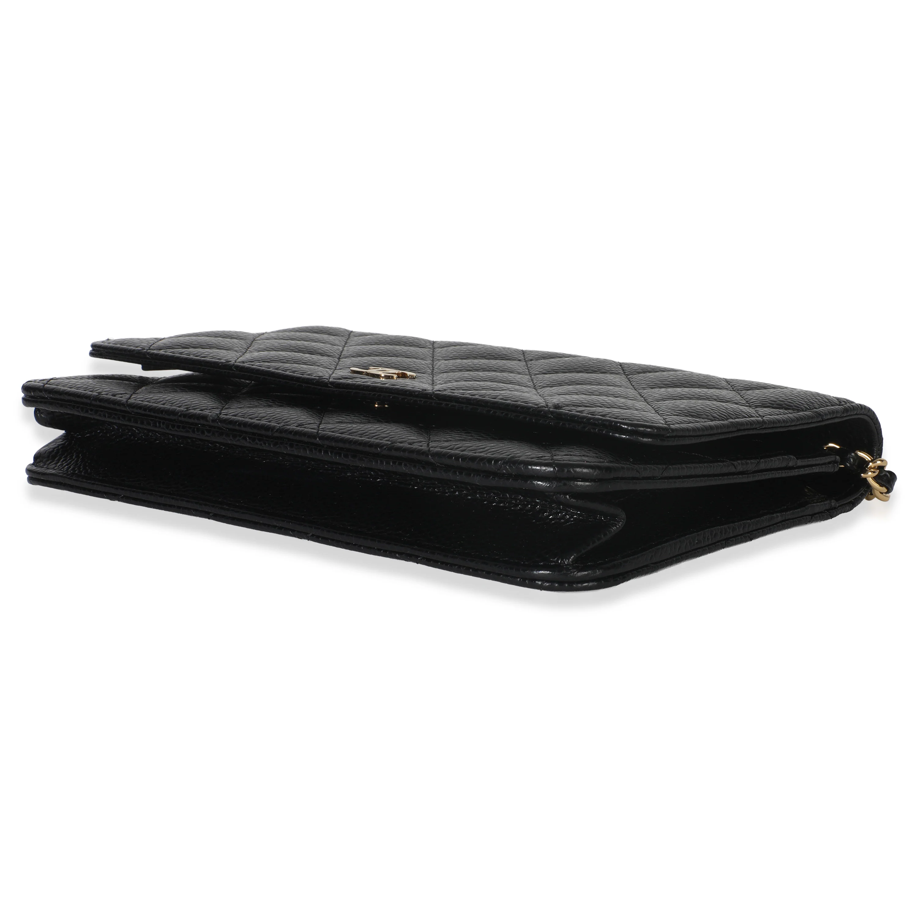 Black Quilted Caviar Classic Wallet On Chain - Image 6