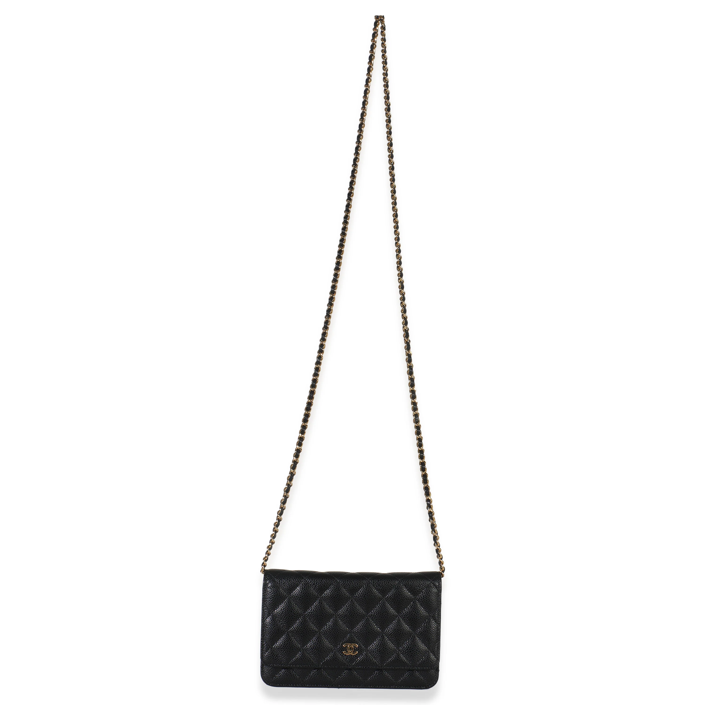 Black Quilted Caviar Classic Wallet On Chain - Image 8