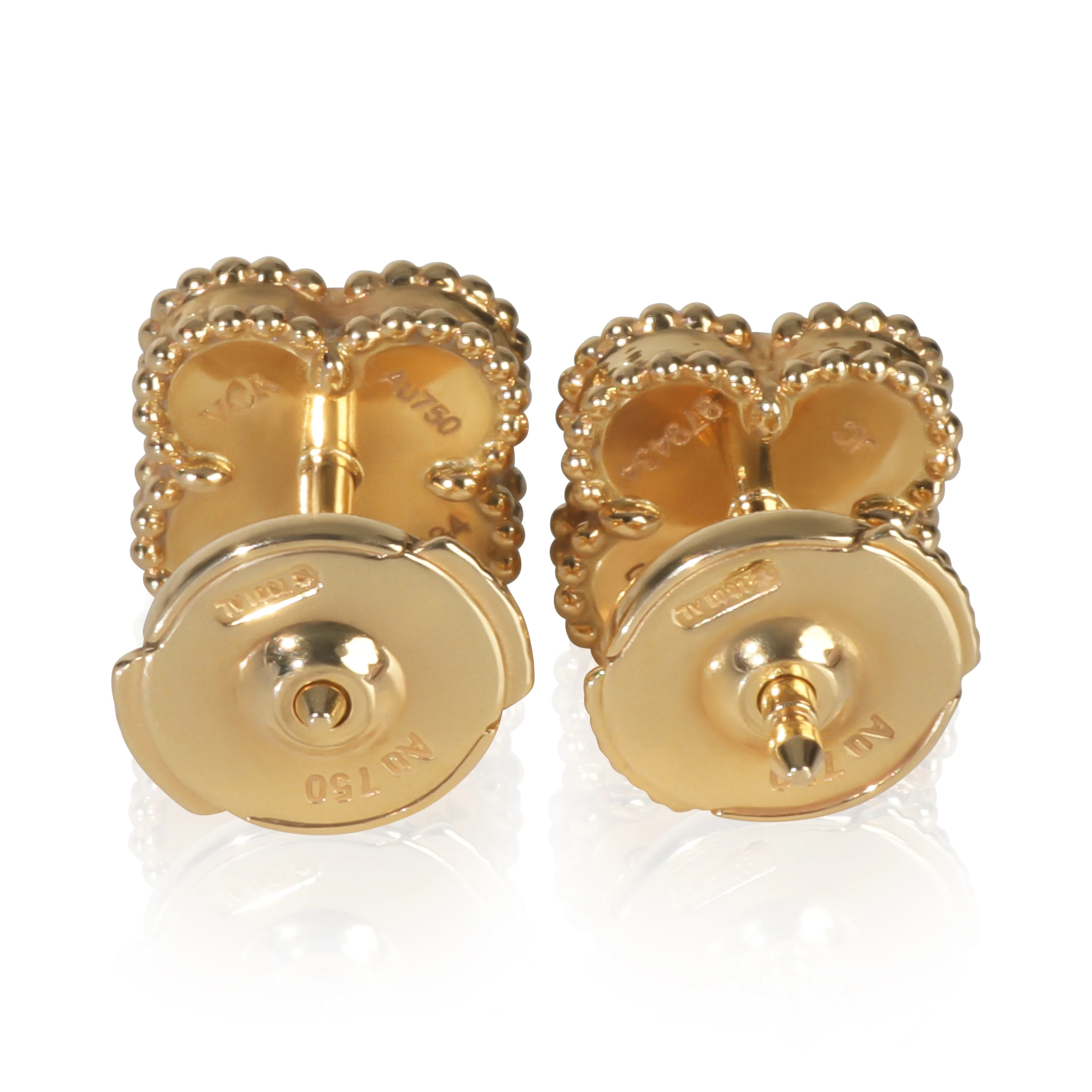 Yellow Gold Onyx Sweet Alhambra Earrings - Image 3
