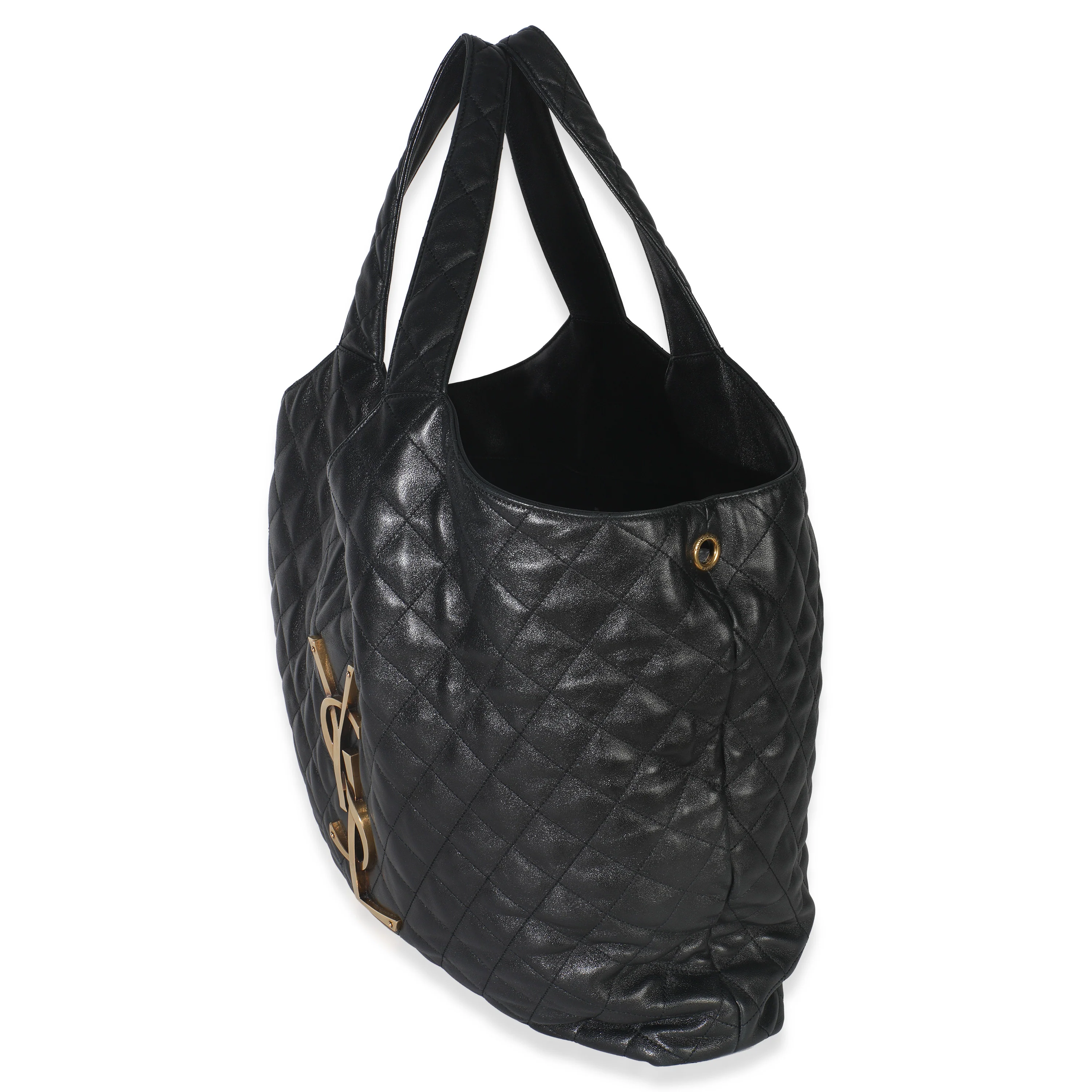 Black Quilted Lambskin Maxi Icare Shopping Tote - Image 2