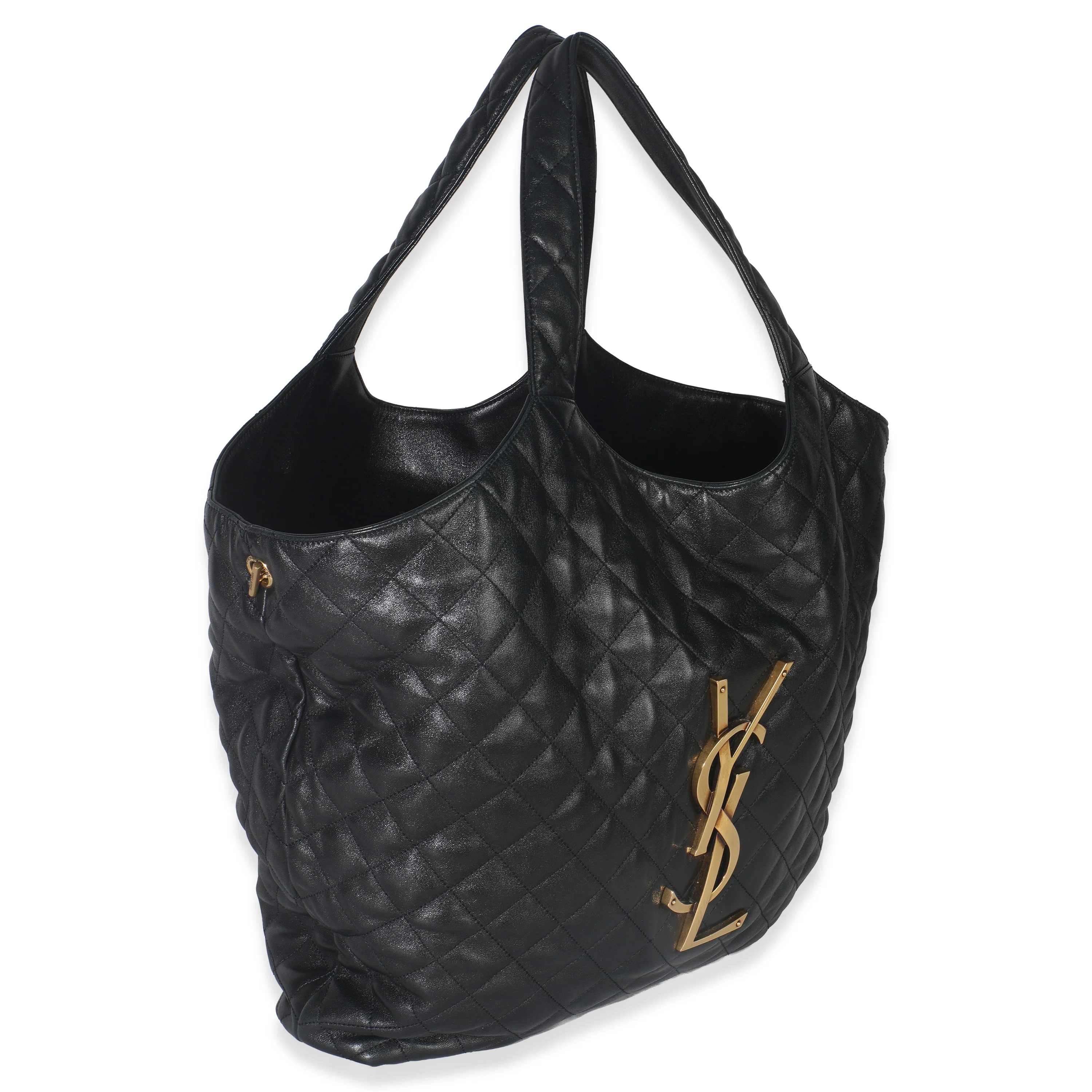 Black Quilted Lambskin Maxi Icare Shopping Tote - Image 3