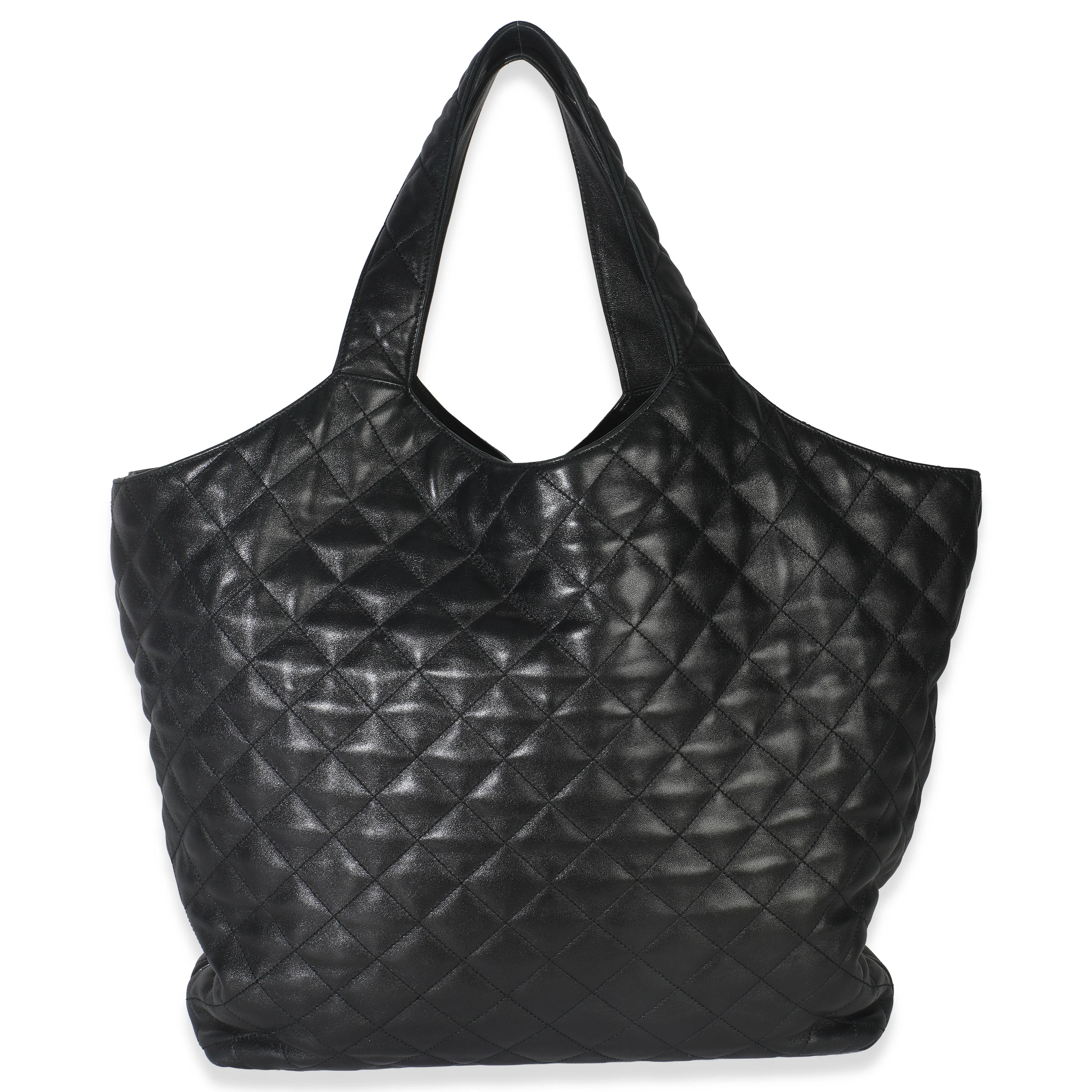 Black Quilted Lambskin Maxi Icare Shopping Tote - Image 4