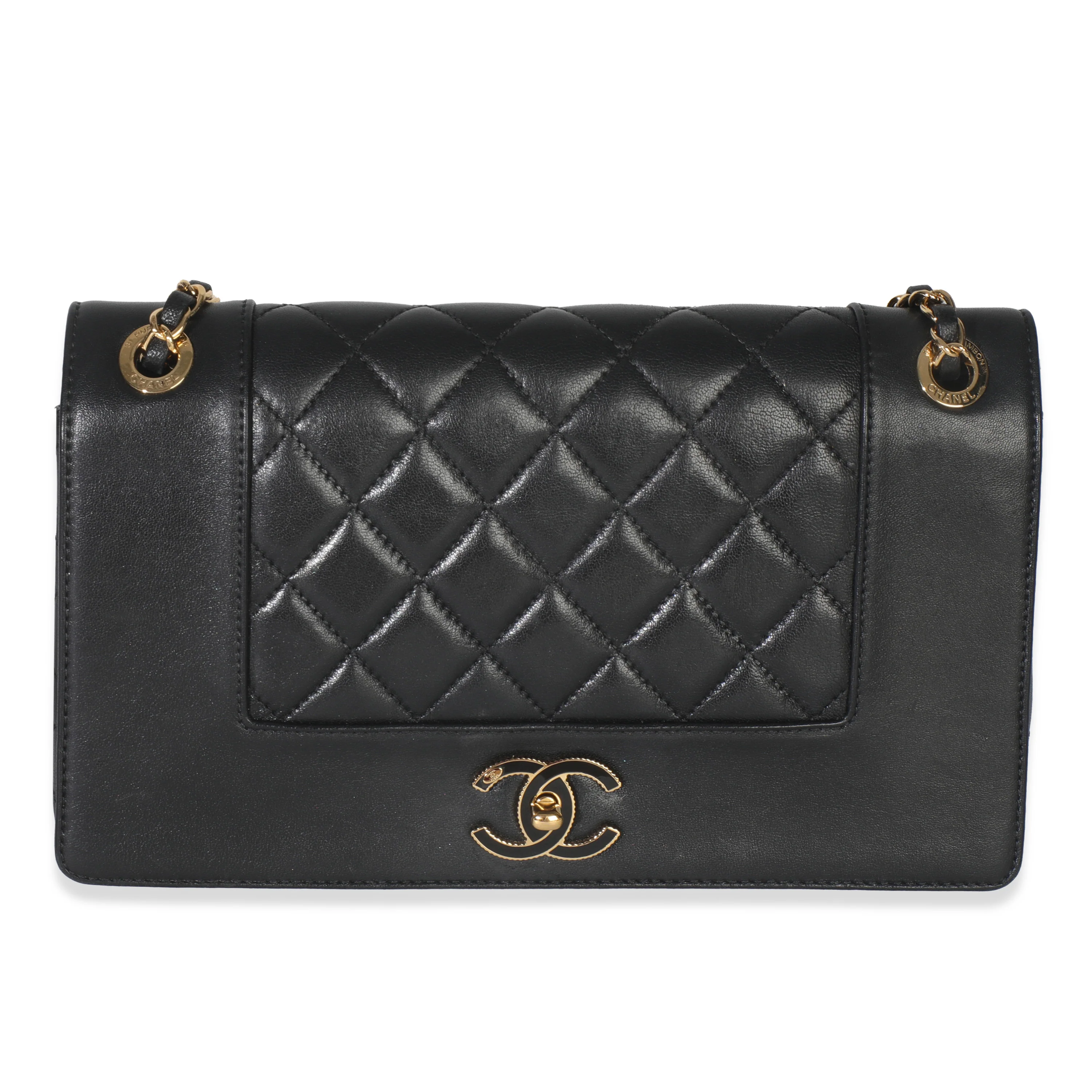 Black Quilted Sheepskin Medium Mademoiselle Flap Bag