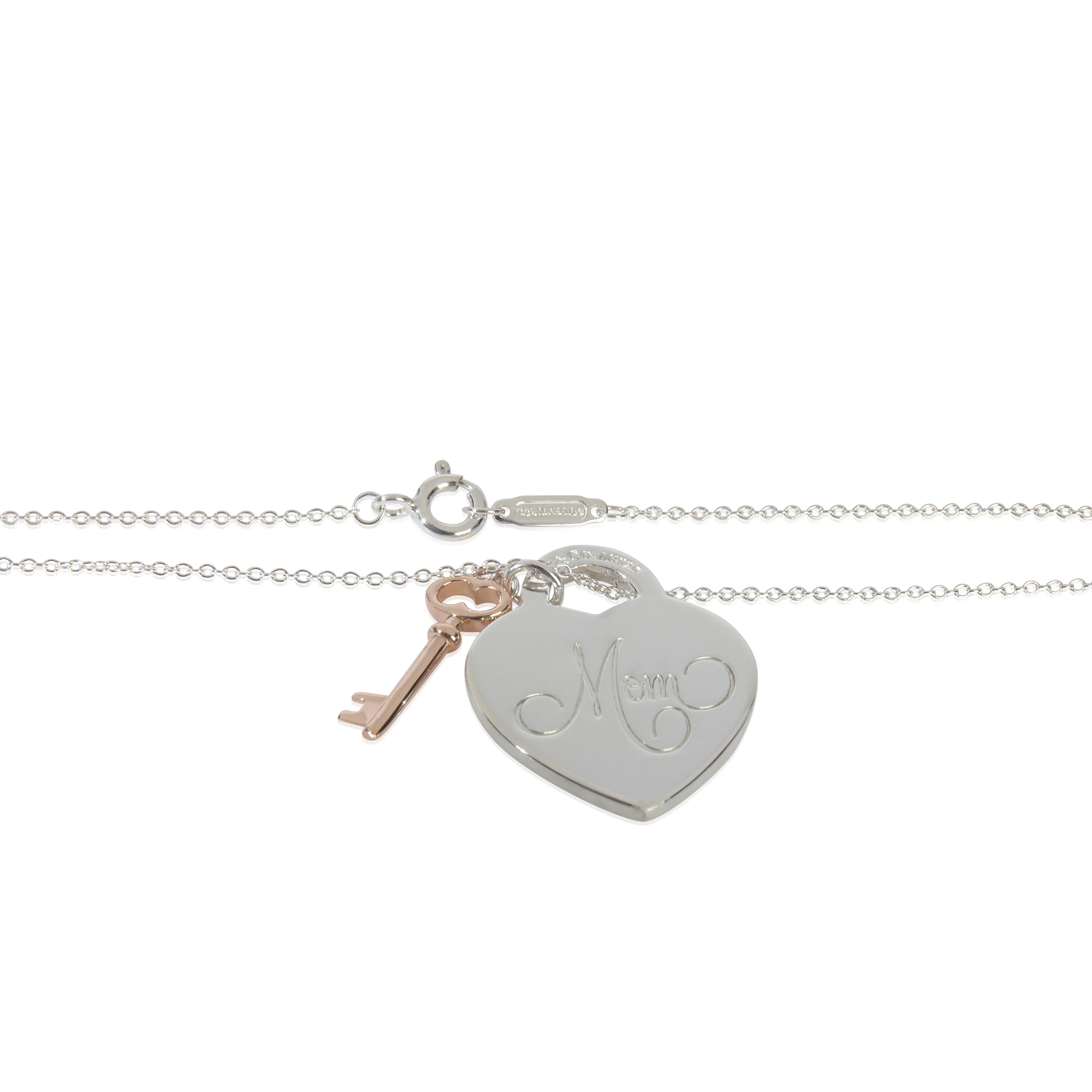 Sterling Silver  Mom Heart & Key Pendant - Image 2