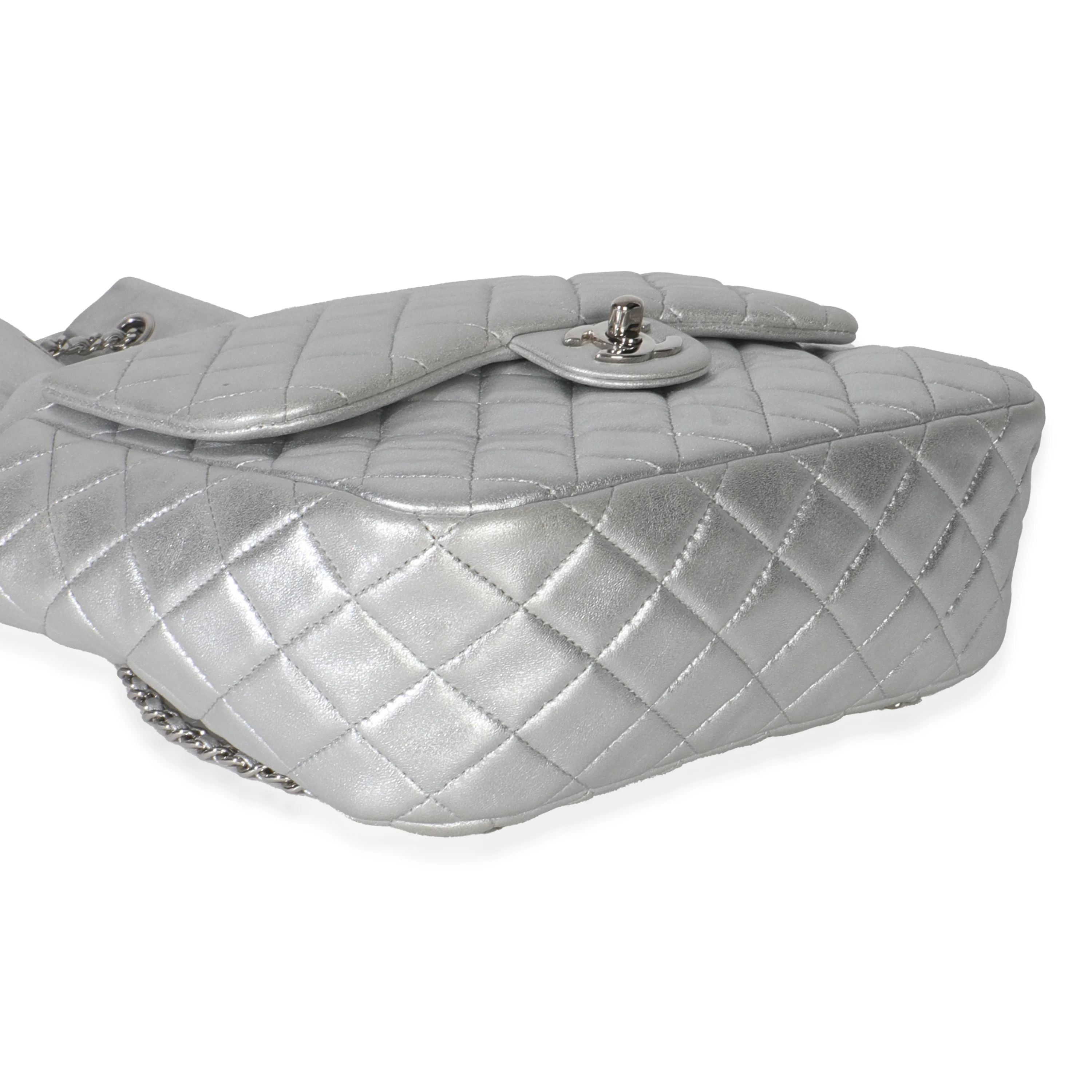 Silver Metallic Lambskin Seoul Drawstring Backpack - Image 6