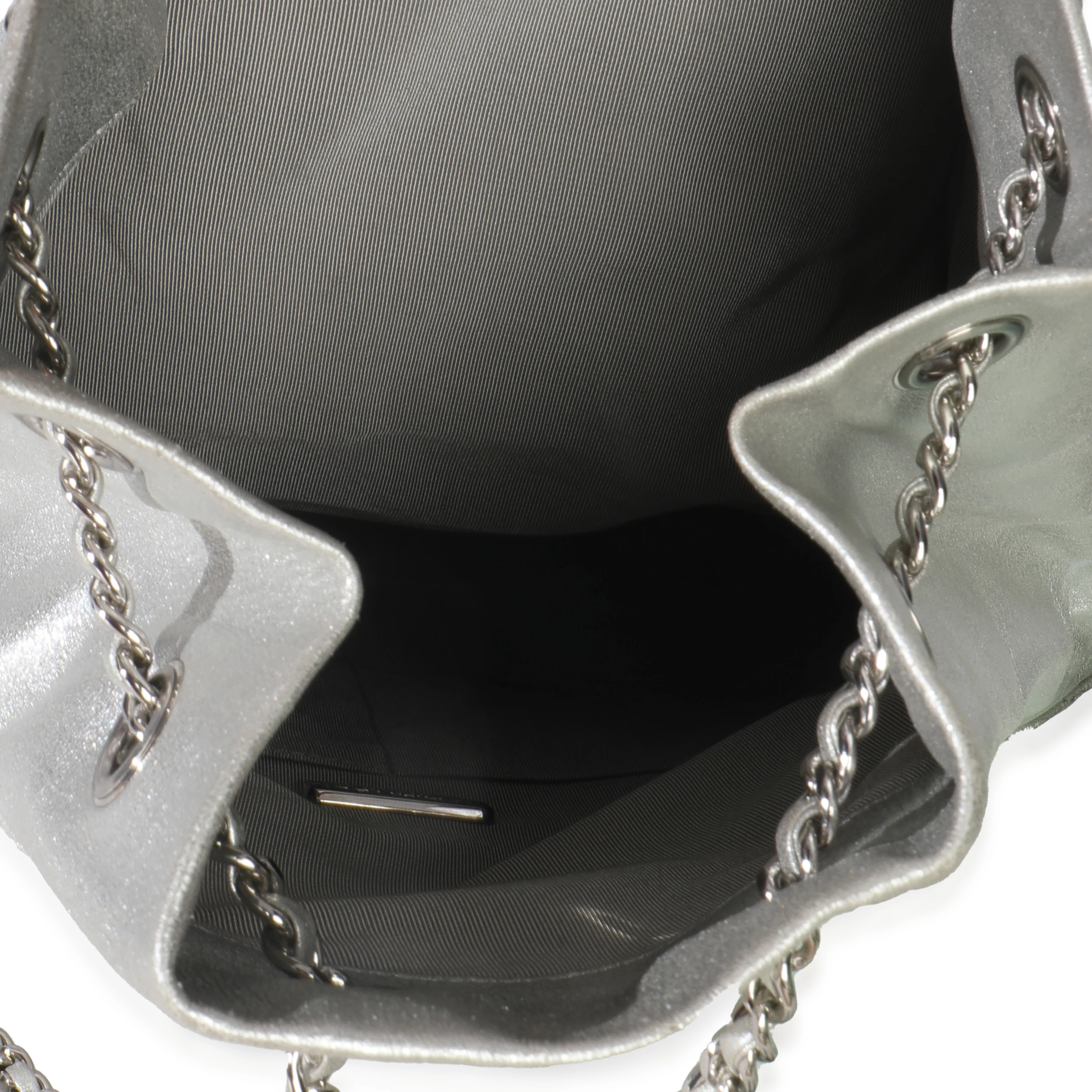 Silver Metallic Lambskin Seoul Drawstring Backpack - Image 8