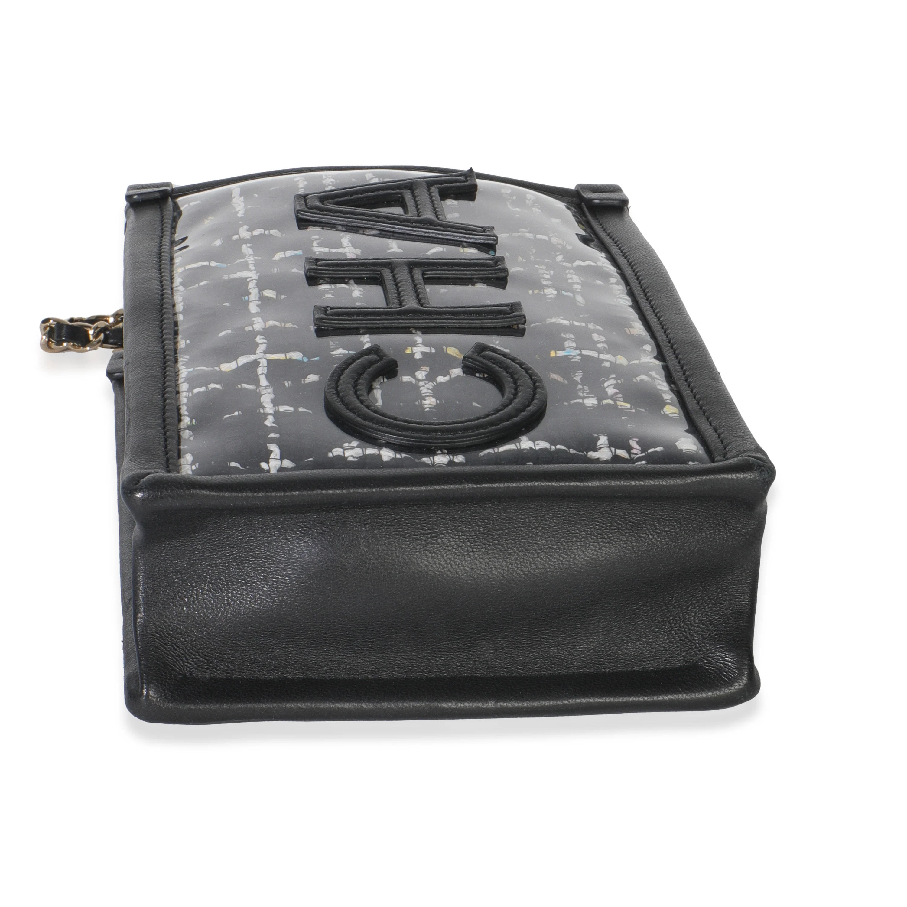 Black Tweed PVC Logo Pouch With Chain - Image 5