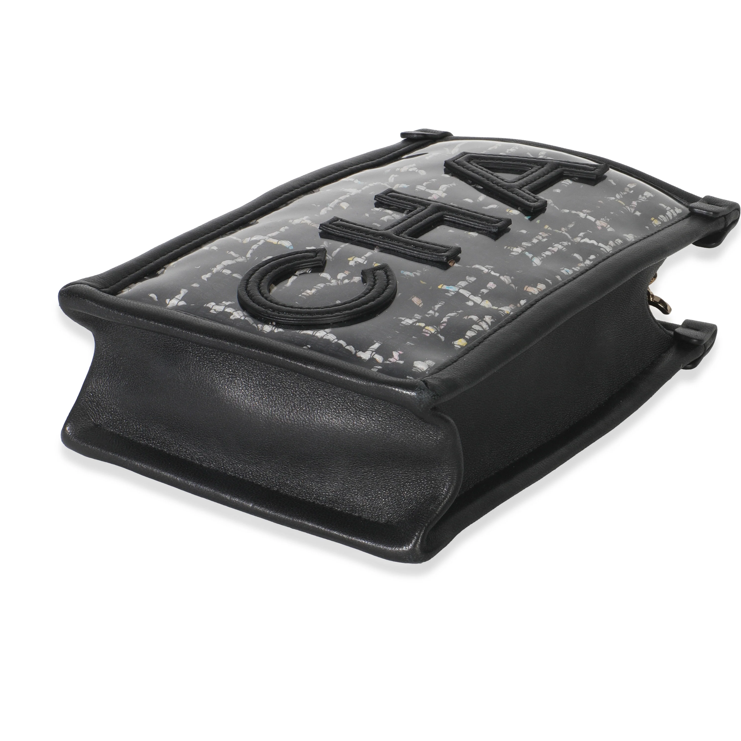 Black Tweed PVC Logo Pouch With Chain - Image 7