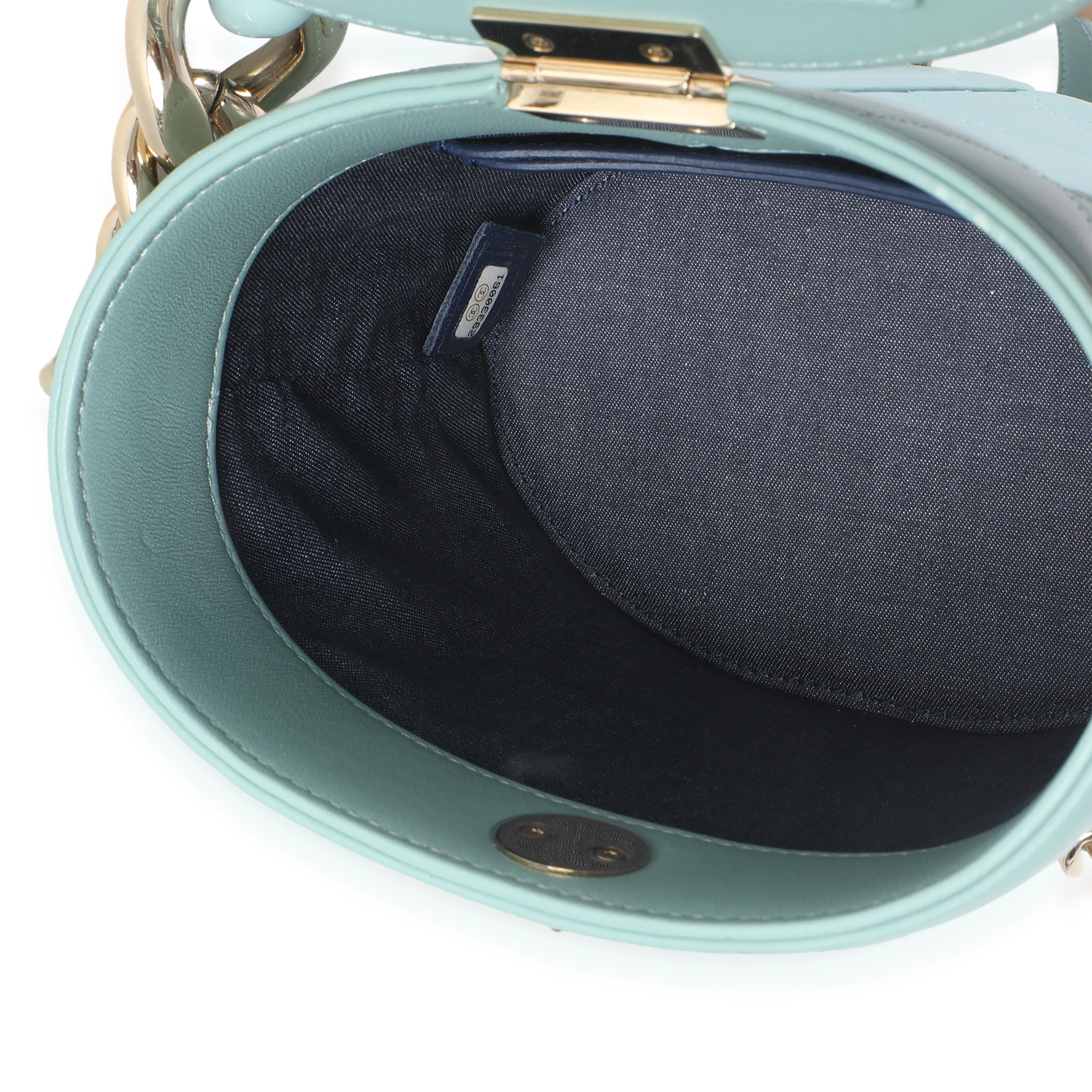 Light Blue Quilted Lambskin Resin Elegant Vanity Case - Image 10